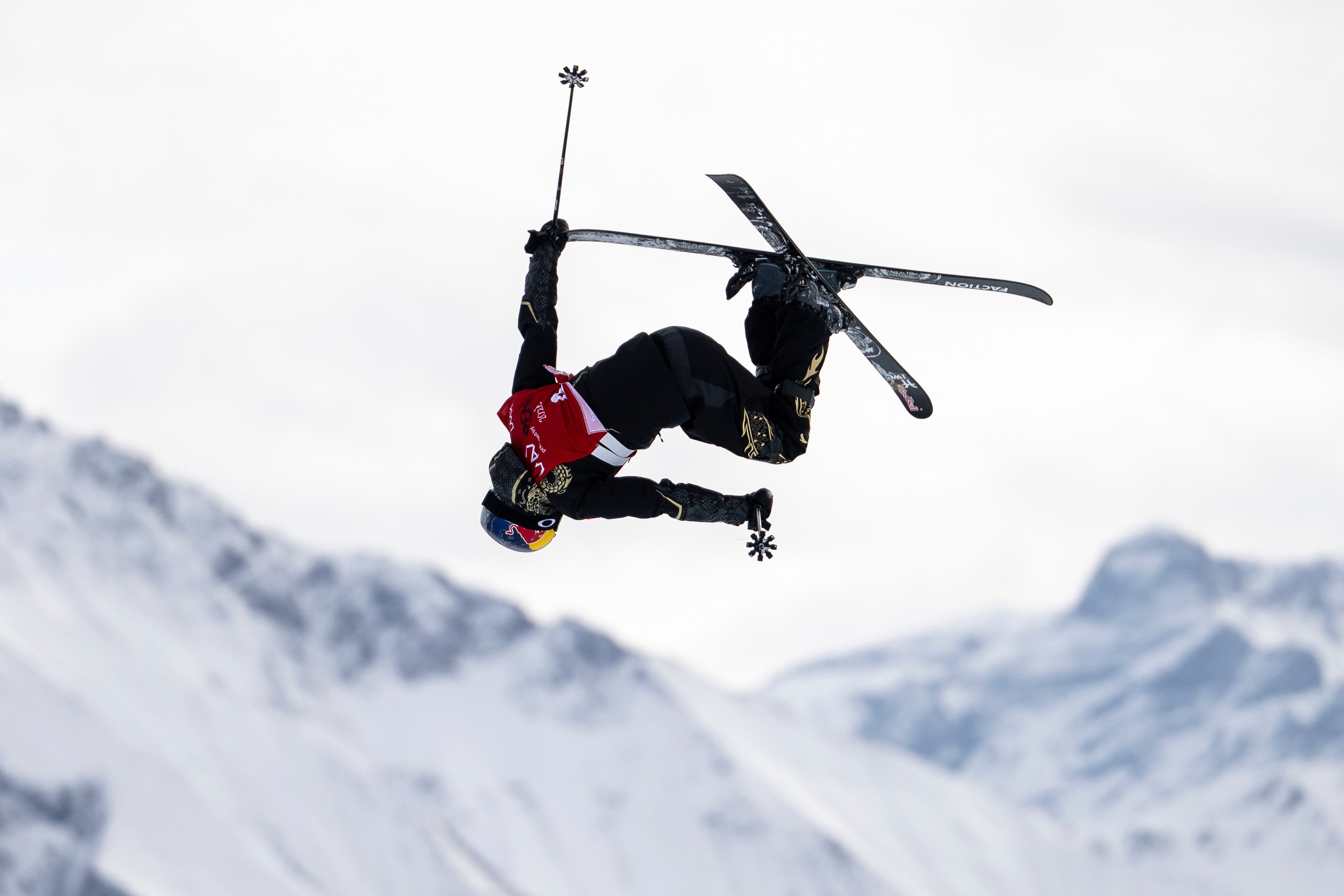 China’s Eileen Gu won the final run of the Freeski Slopestyle World Cup in Laax, Switzerland last weekend. Photo: AP