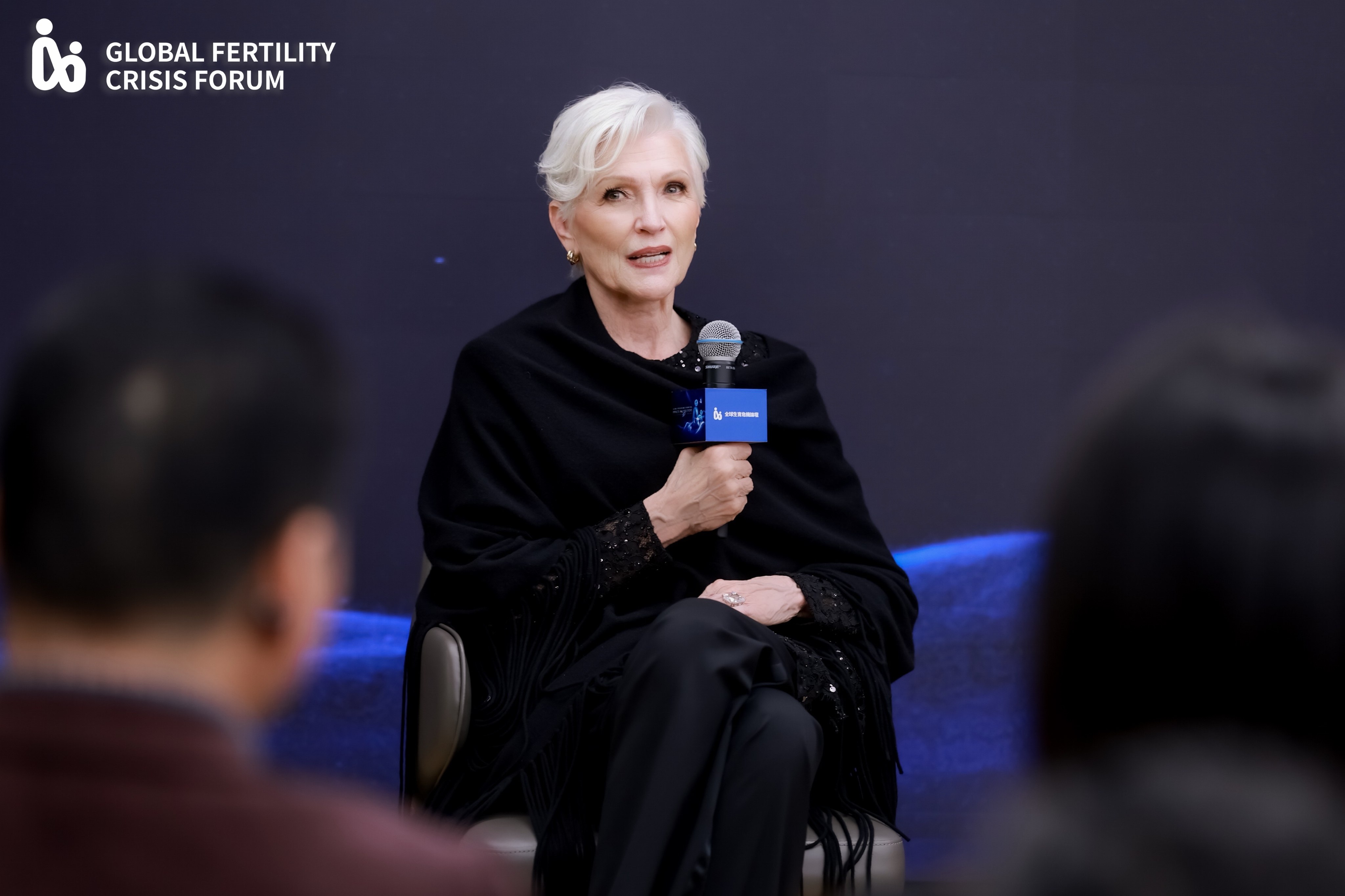 Maye Musk, mother of Elon Musk, speaking at the Global Fertility Crisis Forum, organised by the Yuwa Population Research Institute. Photo: Handout
