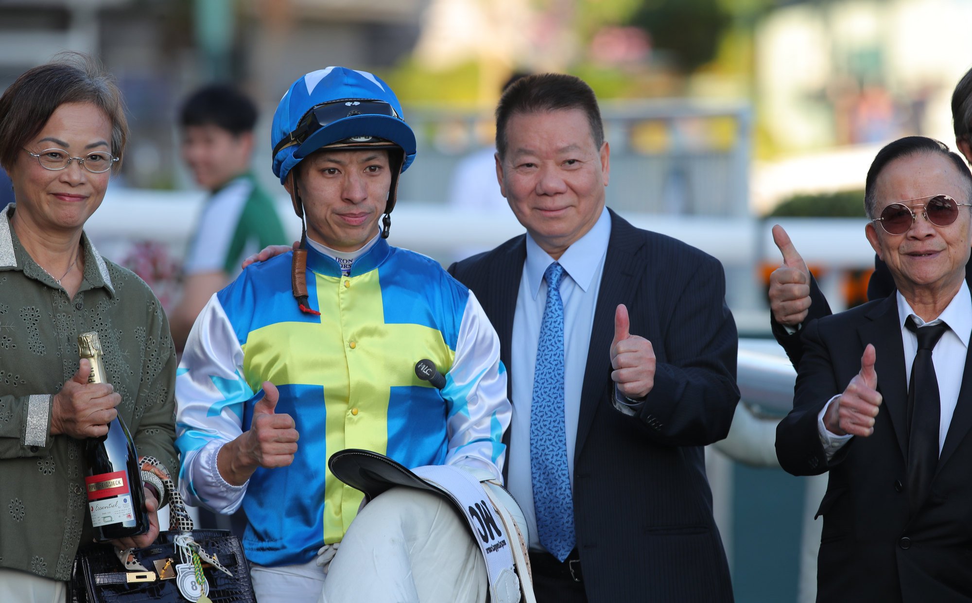 Jockey Matthew Chadwick and trainer Manfred Man (second from right) will team up in the Classic Mile. Jockey Matthew Chadwick and trainer Manfred Man (second from right) will team up in the Classic Mile.