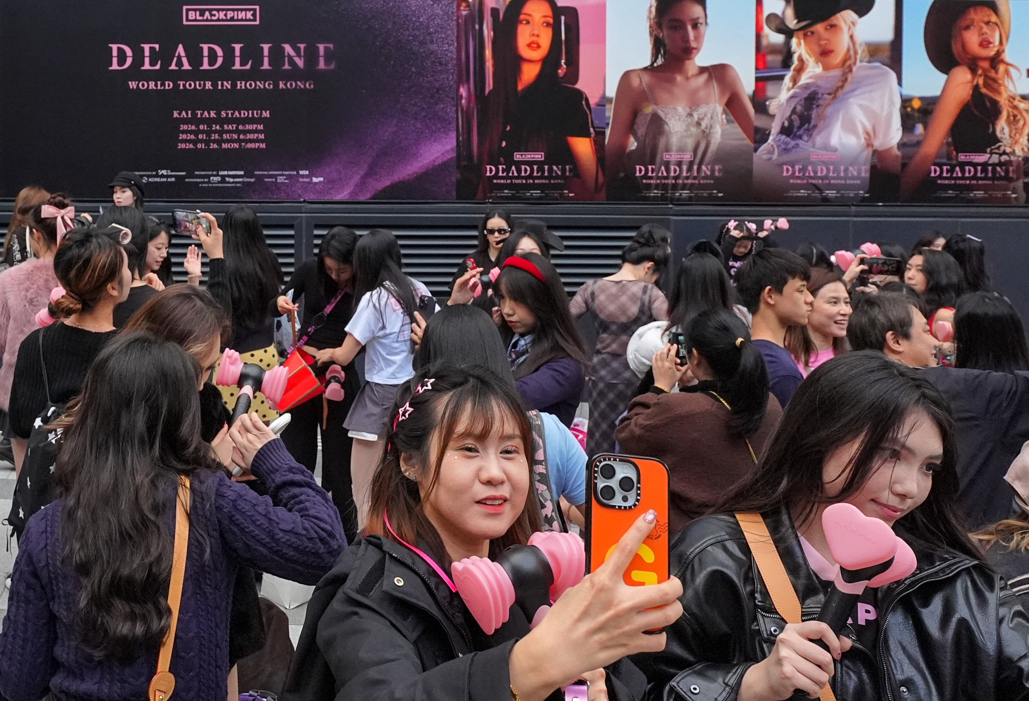 Blackpink fans gather at Kai Tak Stadium on Saturday. Photo: Elson Li