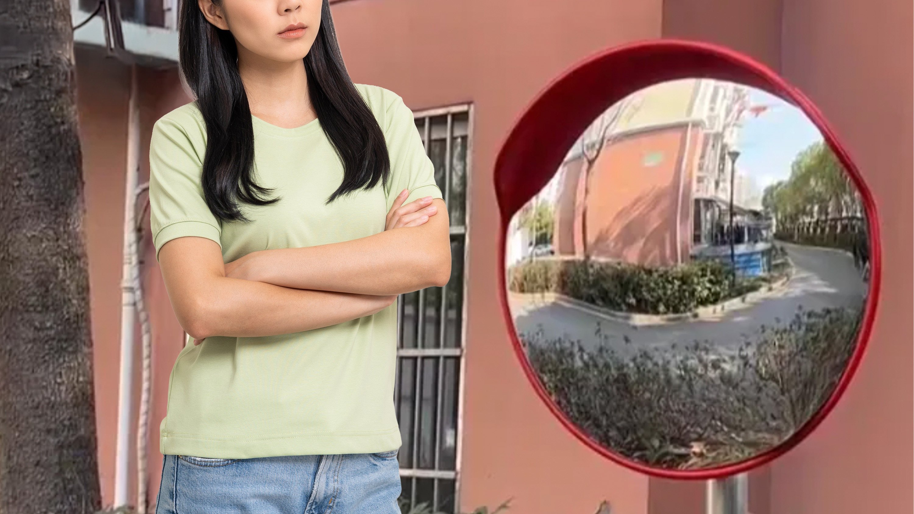 At a residential compound in Shanghai, a series of accidents were linked to a resident’s adjustments to a traffic mirror intended for better feng shui. Photo: SCMP composite/Shutterstock/QQ.com