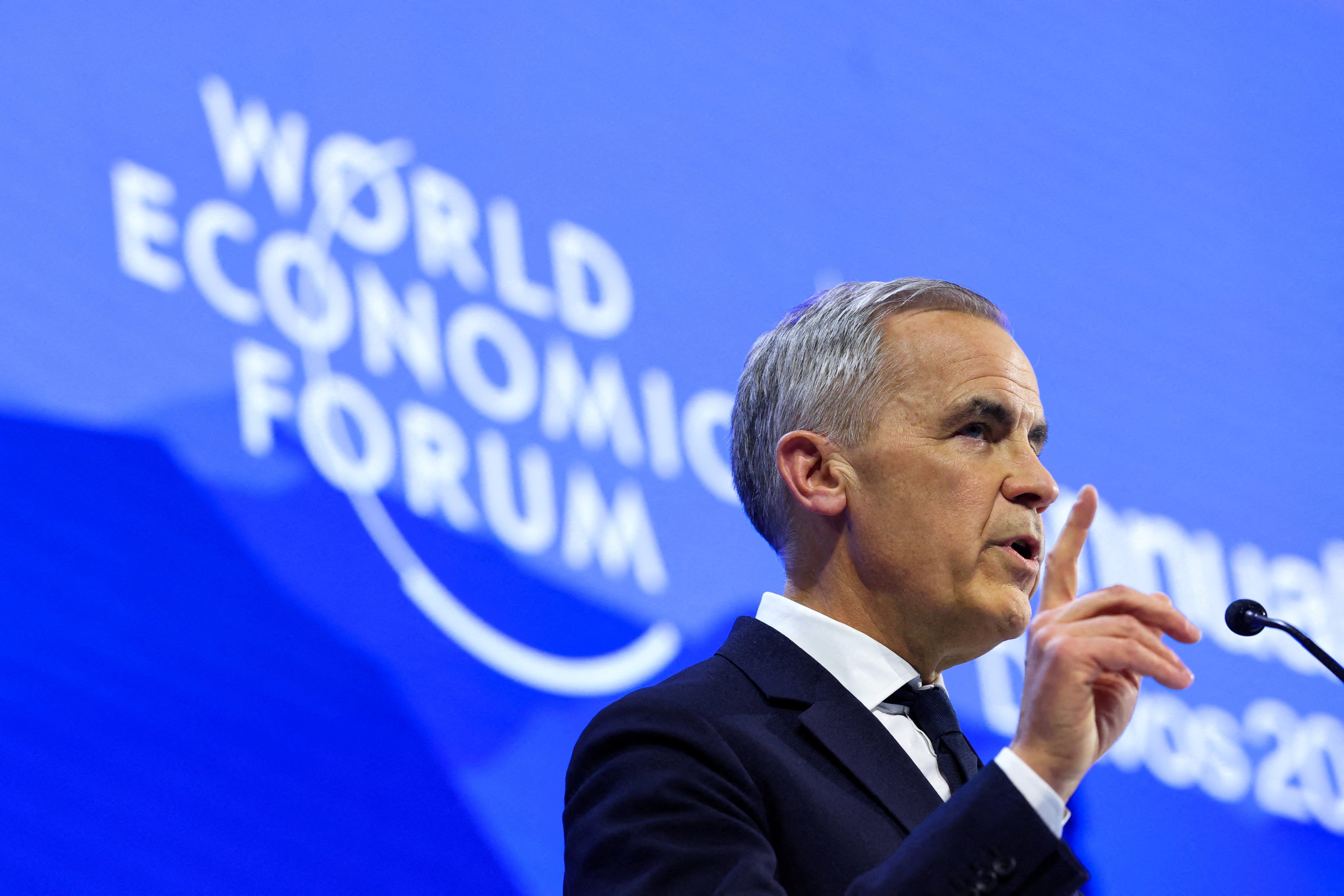 Canada’s Prime Minister Mark Carney speaks during the World Economic Forum meeting in Davos, Switzerland, on January 20. Photo: Reuters
