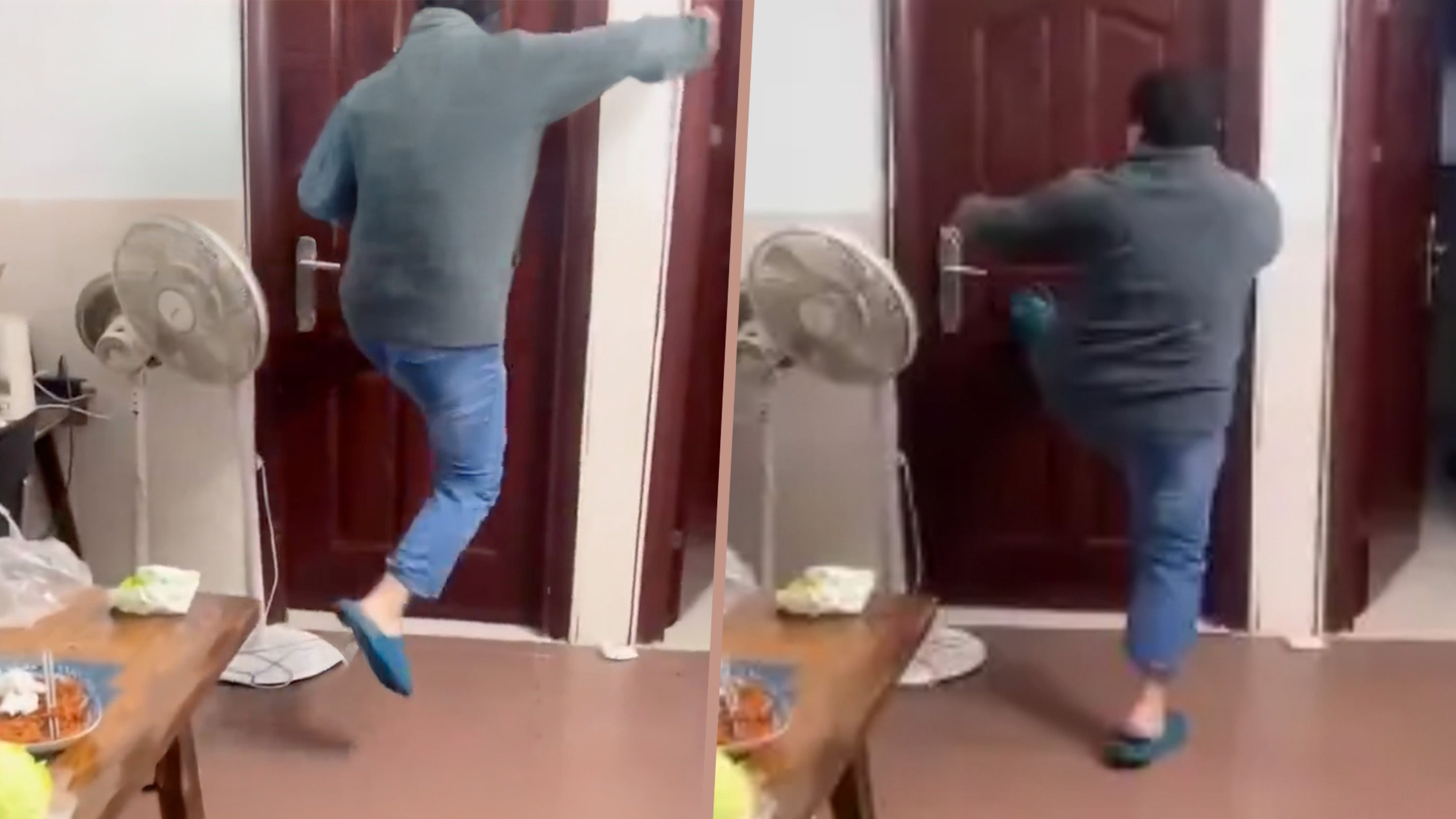 A Chinese father became violent after suspecting his daughter of using tissues instead of a towel to dry her hair, resulting in a smashed hairdryer and a kicked door. Photo: SCMP composite/Douyin