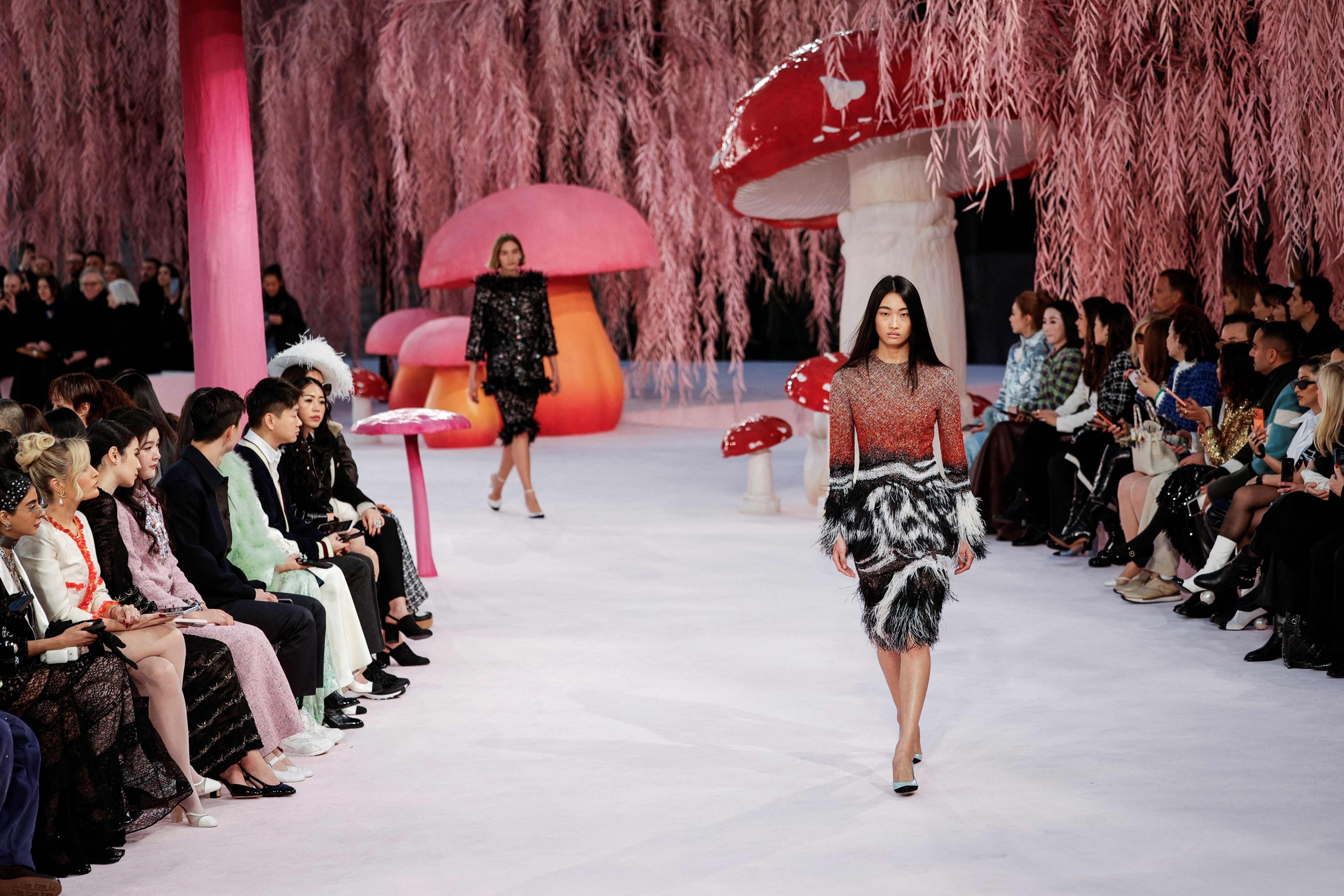 A dreamy fungi-filled garden was the backdrop to Chanel’s women’s haute couture spring/summer 2026 show, part of Paris Haute Couture Fashion Week, on January 27. Photo: AFP