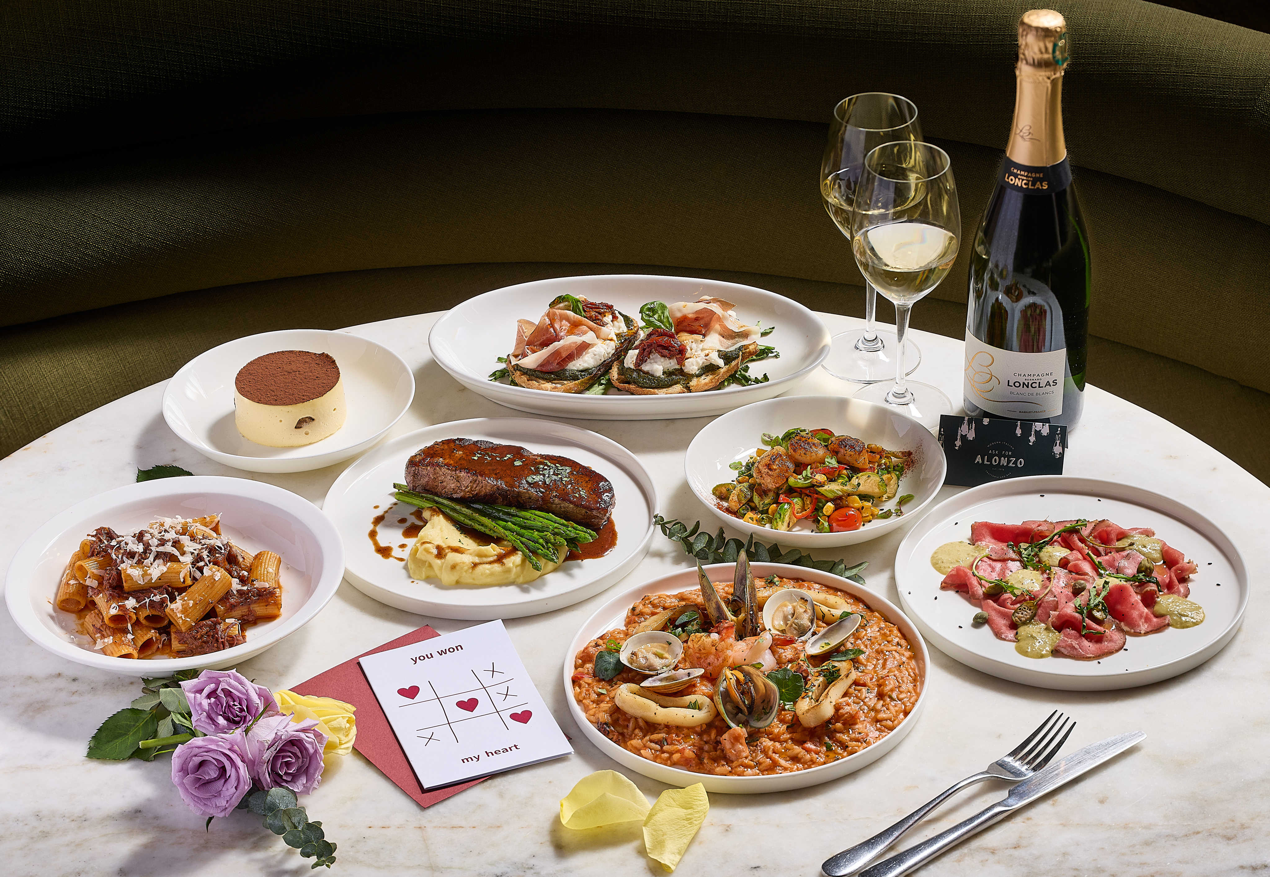 Dishes from Ask for Alonzo’s Valentine’s Day menu. Hong Kong has a range of romantic dining spots for Valentine’s Day 2026, from Michelin-starred artistry to bistro feasts. Photo: Ask for Alonzo