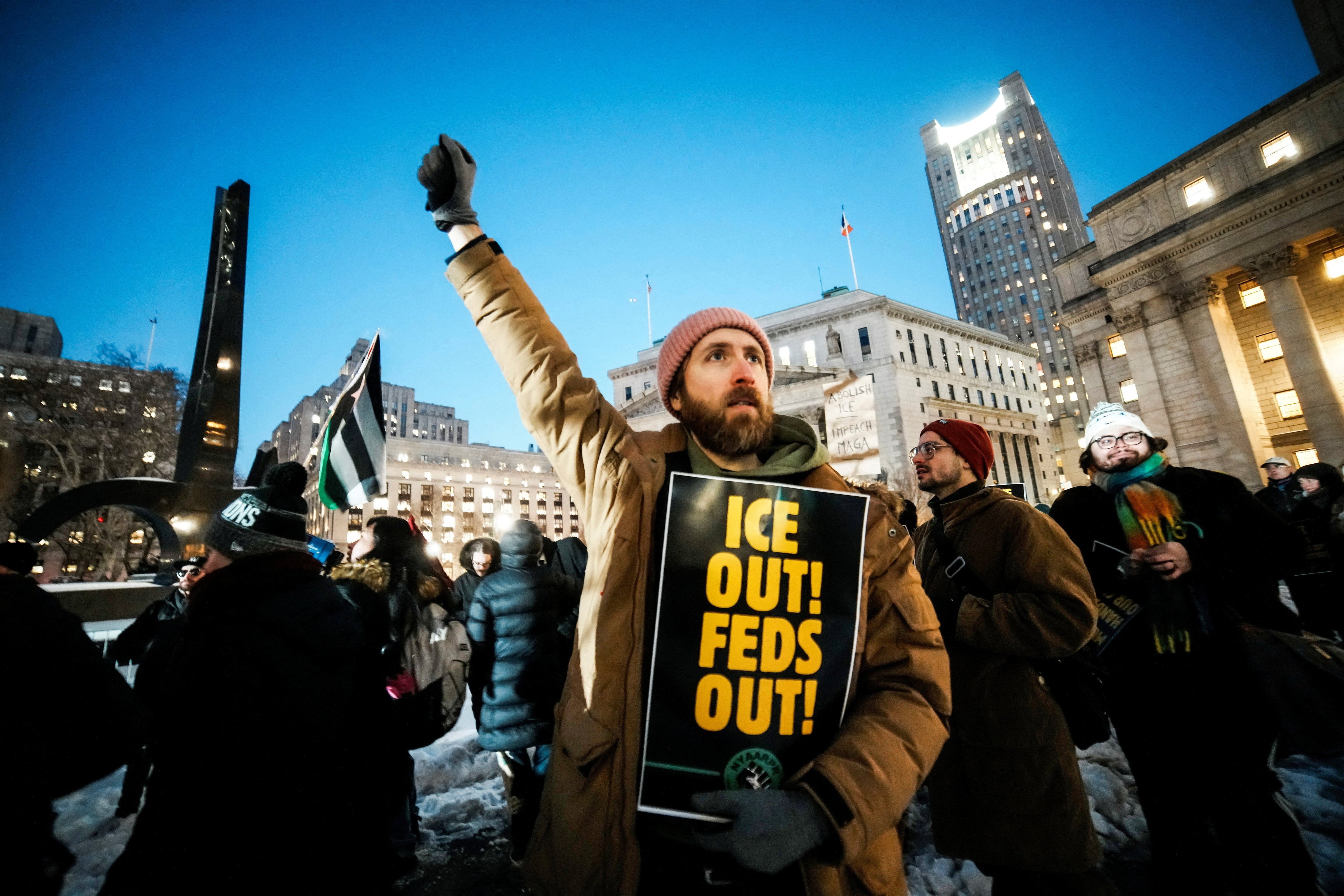 Demonstrators take part in a vigil and protest on Tuesday over the fatal shooting of Alex Pretti by federal immigration agents in Minneapolis, Minnesota. Photo: Reuters