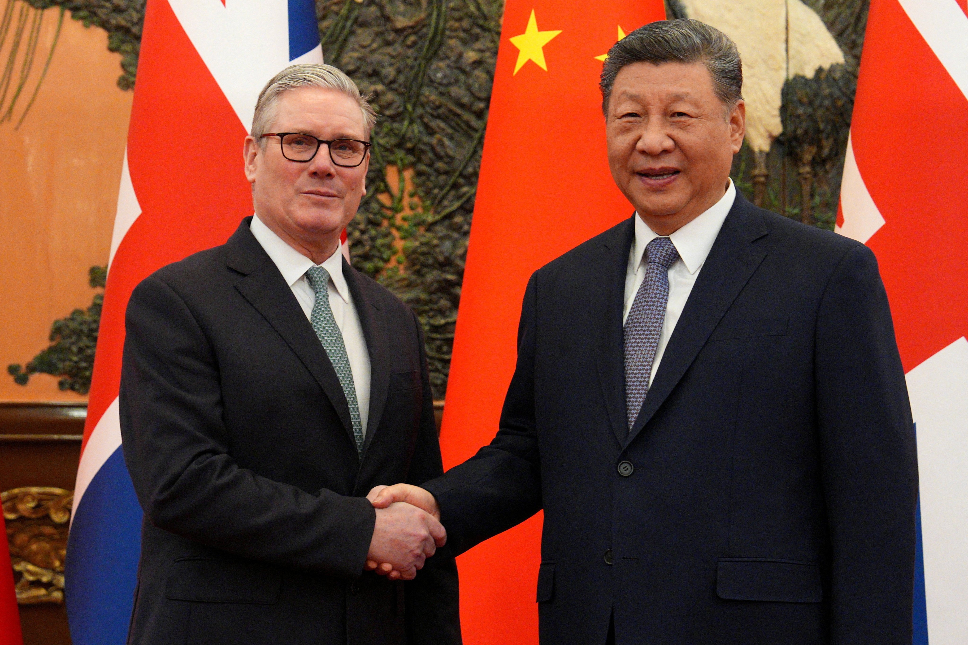 Britain’s Prime Minister Keir Starmer shakes hands with President Xi Jinping, ahead of a bilateral meeting in Beijing on January 29. Photo: Reuters