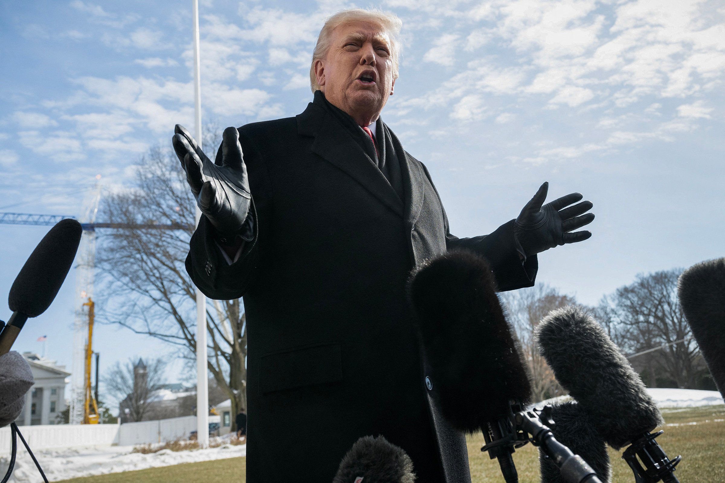 US President Donald Trump speaks to the media from the South Lawn of the White House on Tuesday. Photo: TNS