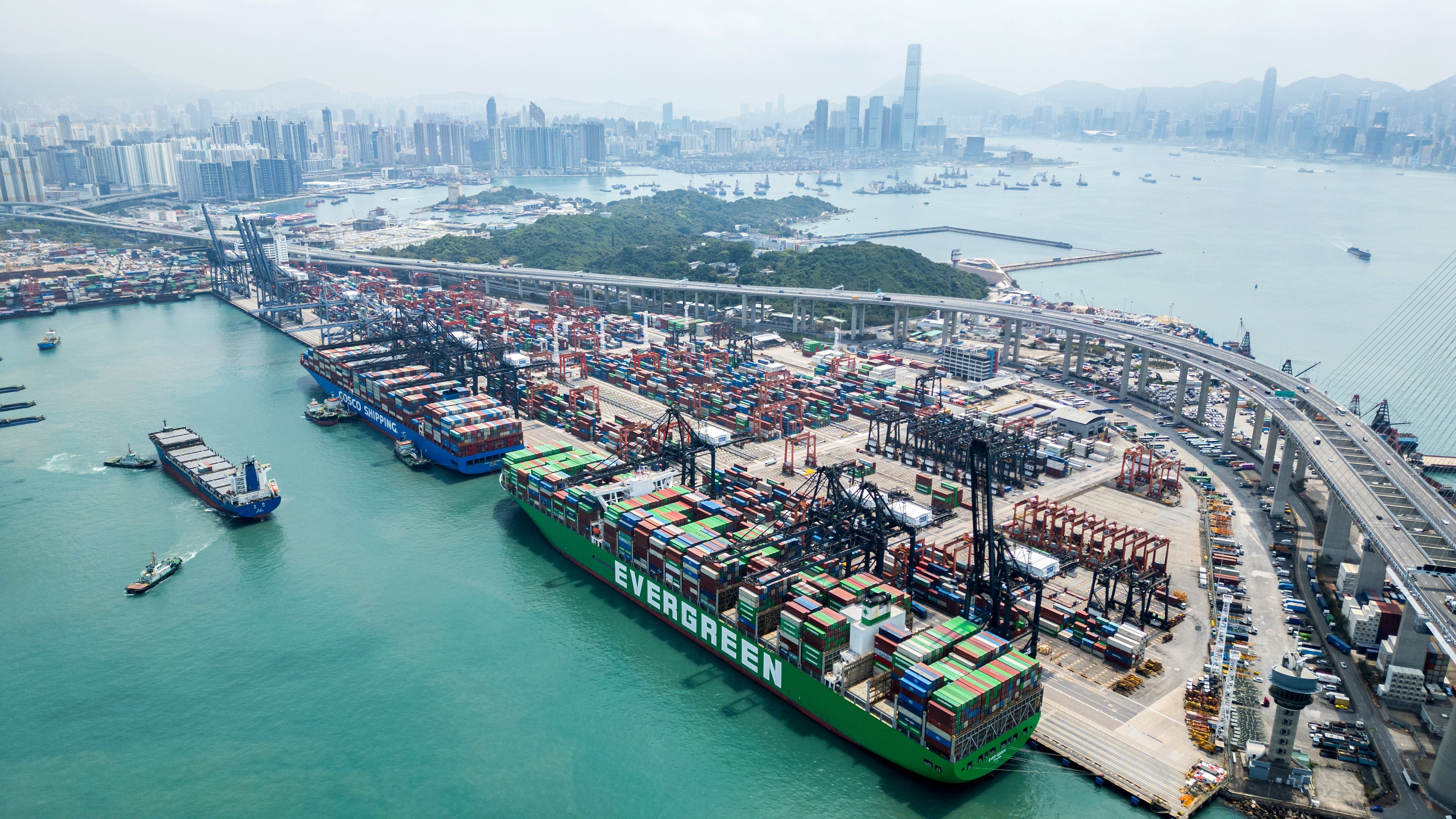 A container terminal in Kwai Chung on April 9. Photo: Eugene Lee