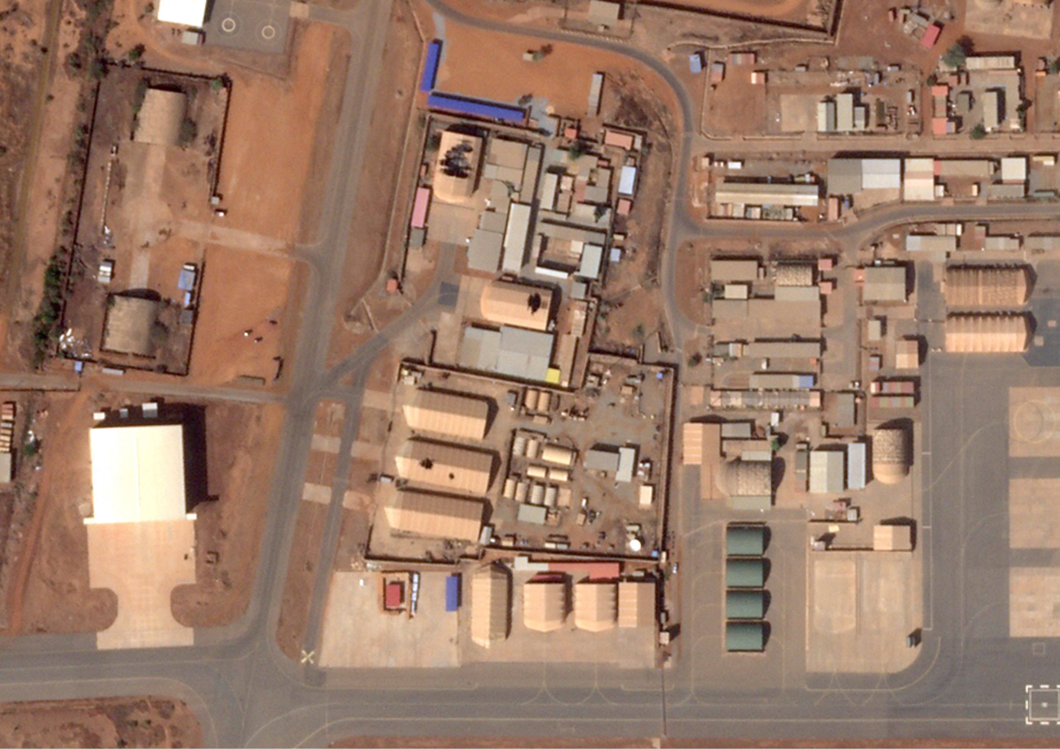 The Niamey airport in Niger, where damage is visible on the roofs of hangars on Thursday. Photo: 2026 Planet Labs PBC/AFP