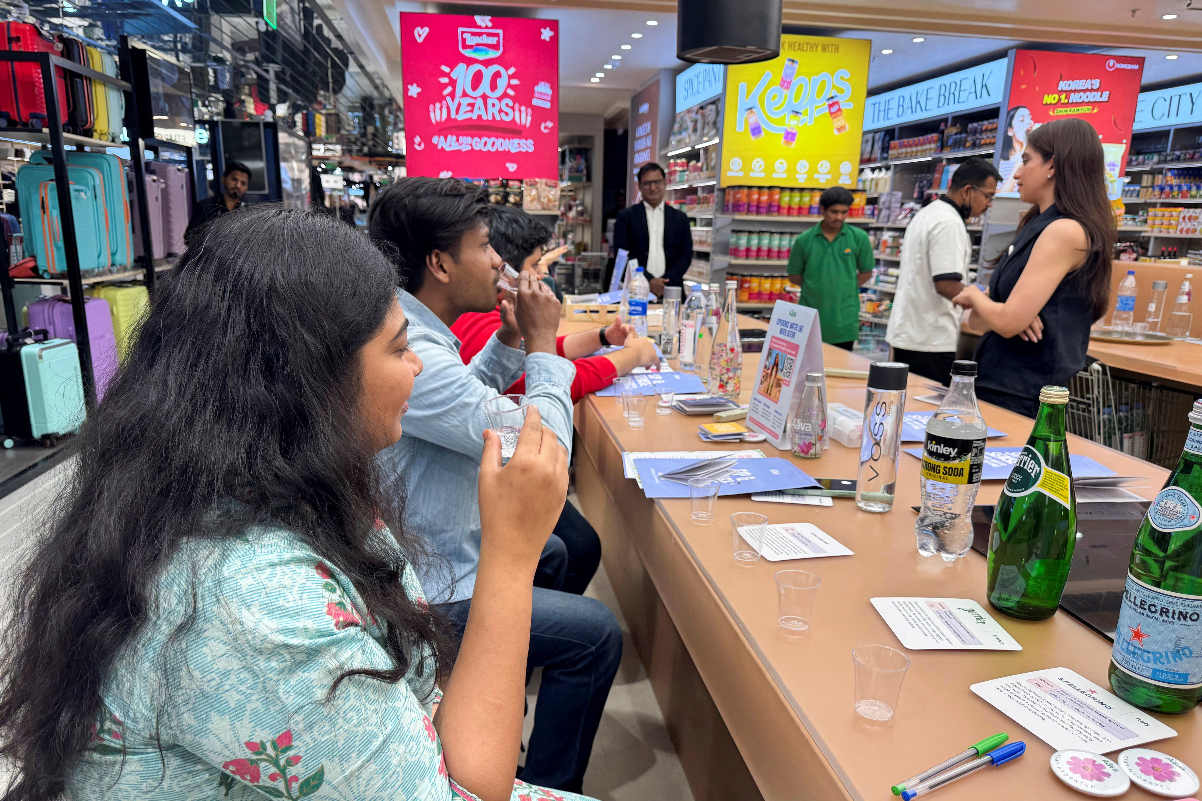 Indians take part in a “Sip and Sense” water tasting event in Hyderabad, on January 9. Photo: Reuters