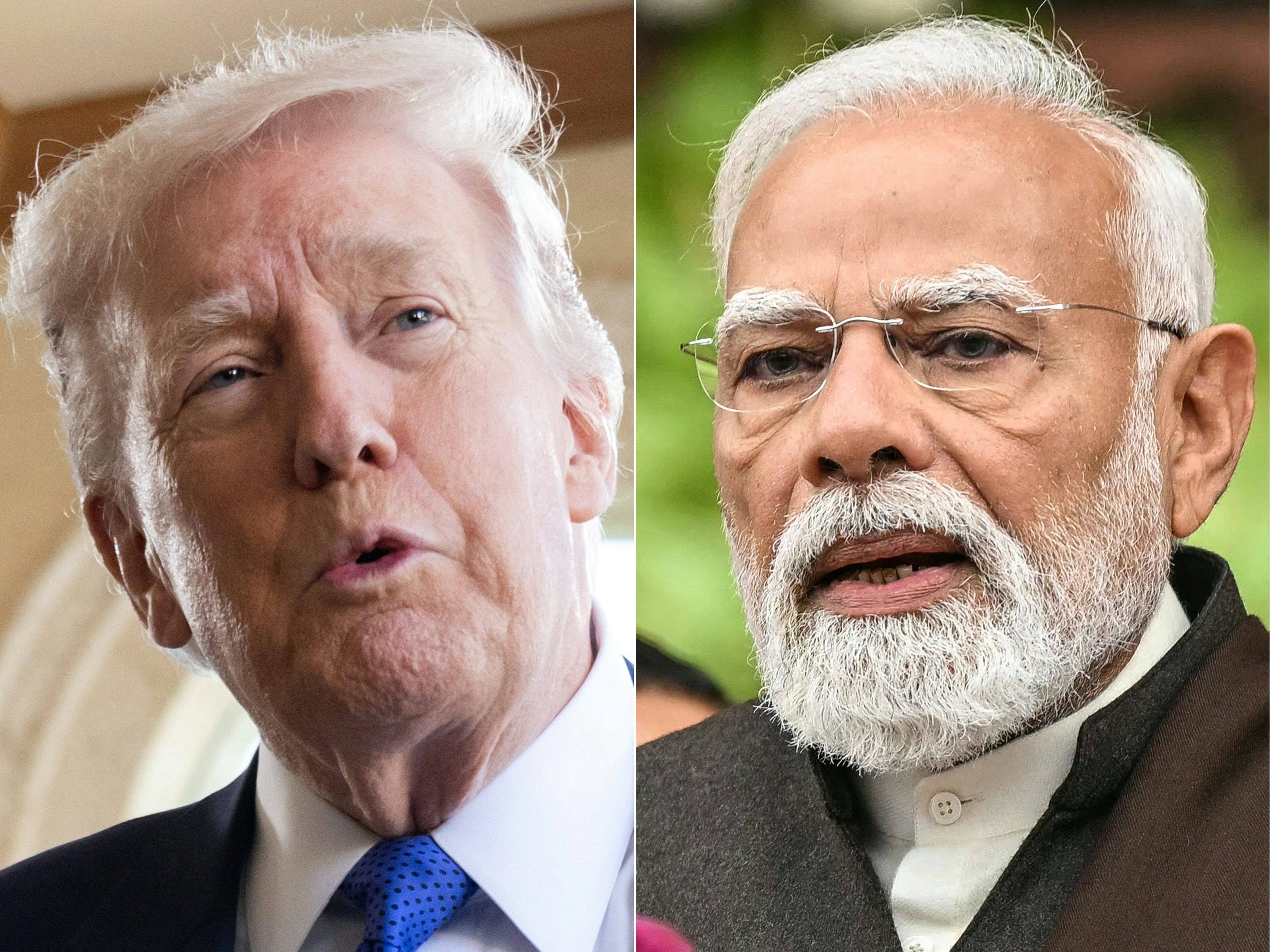 US President Donald Trump and Indian Prime Minister Narendra Modi have reached a trade deal easing tariffs and reducing tensions over Russian oil purchases. Photo: AFP