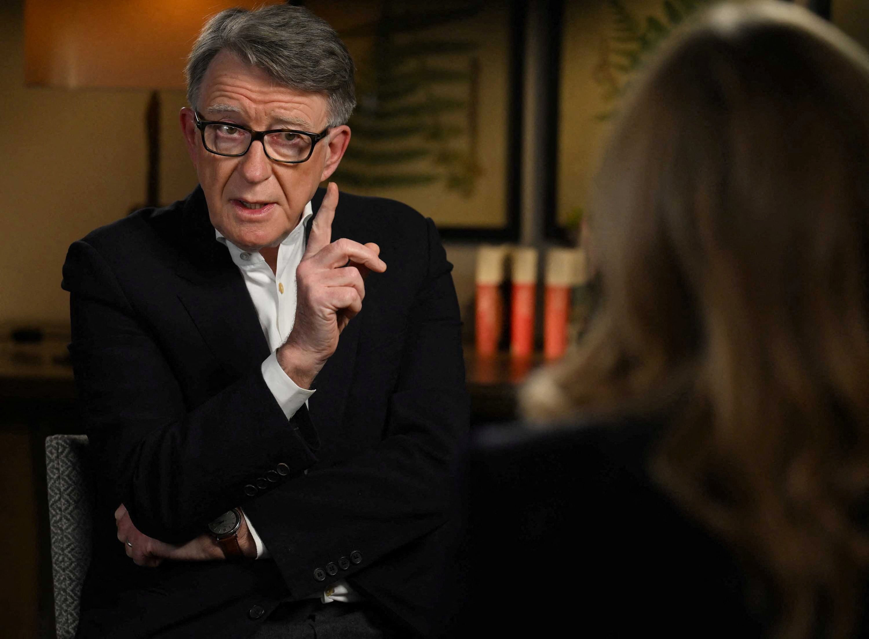 Peter Mandelson, Britain’s former ambassador to the US. Photo: BBC via Reuters