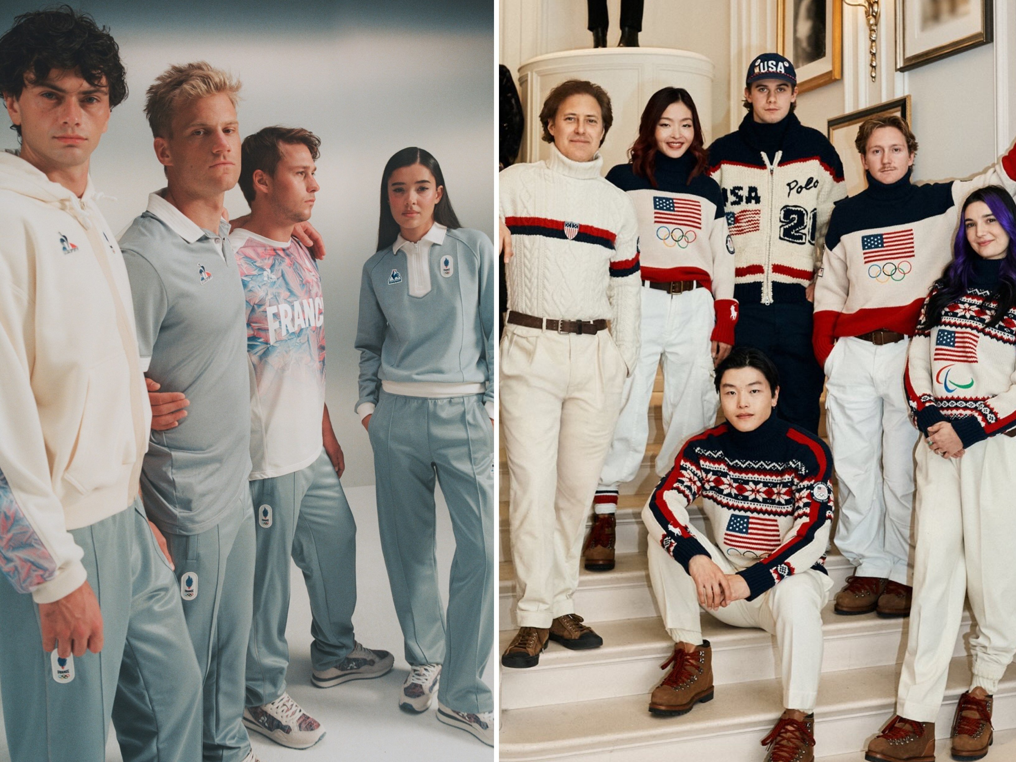 Le Coq Sportif is working with the French team, while Ralph Lauren is designing for Team USA. Photos: @lecoqsportif, @ralphlauren/Instagram
