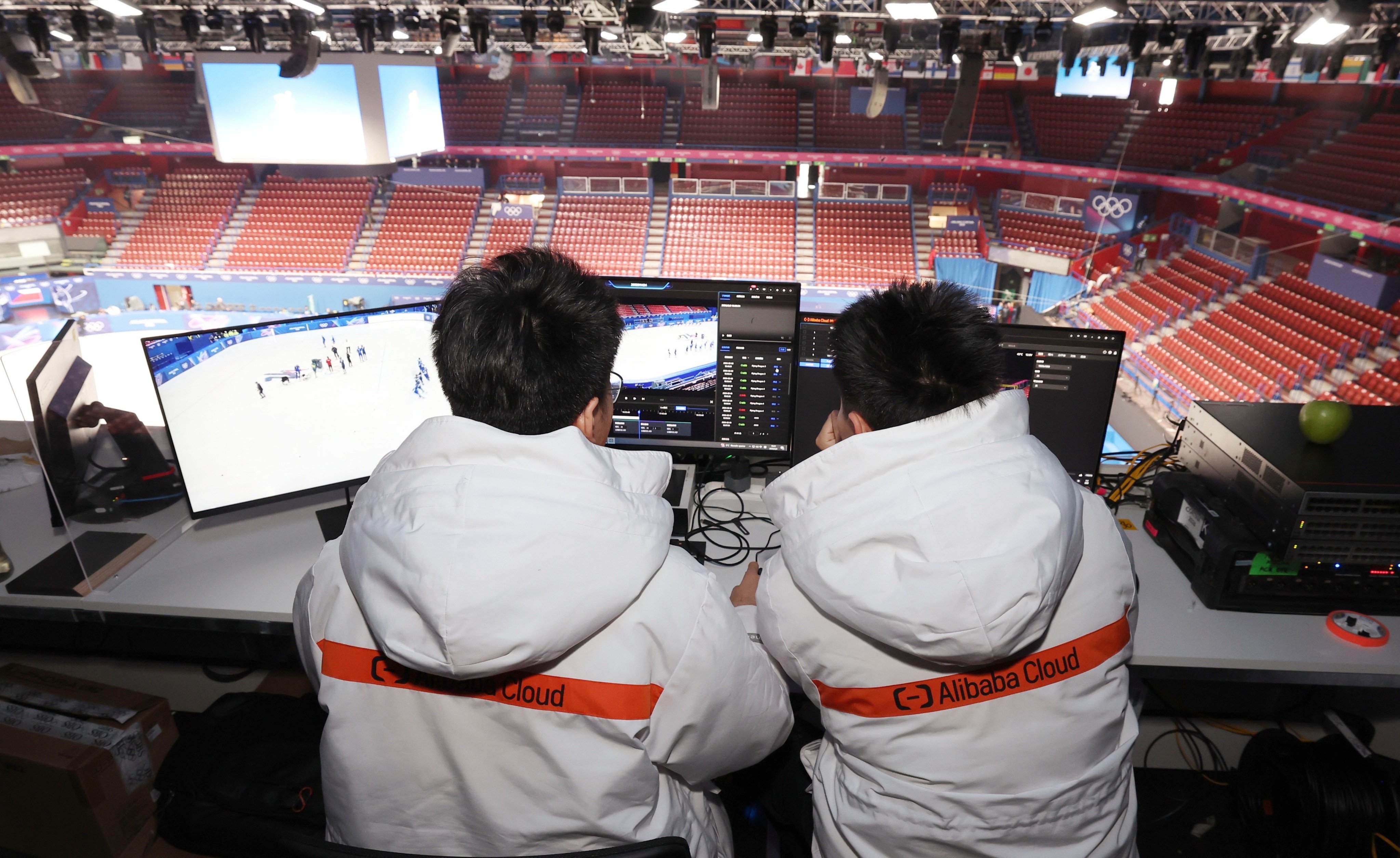Alibaba Cloud staff working at one of the venues for the 2026 Milano Cortina Winter Games. Photo: Handout