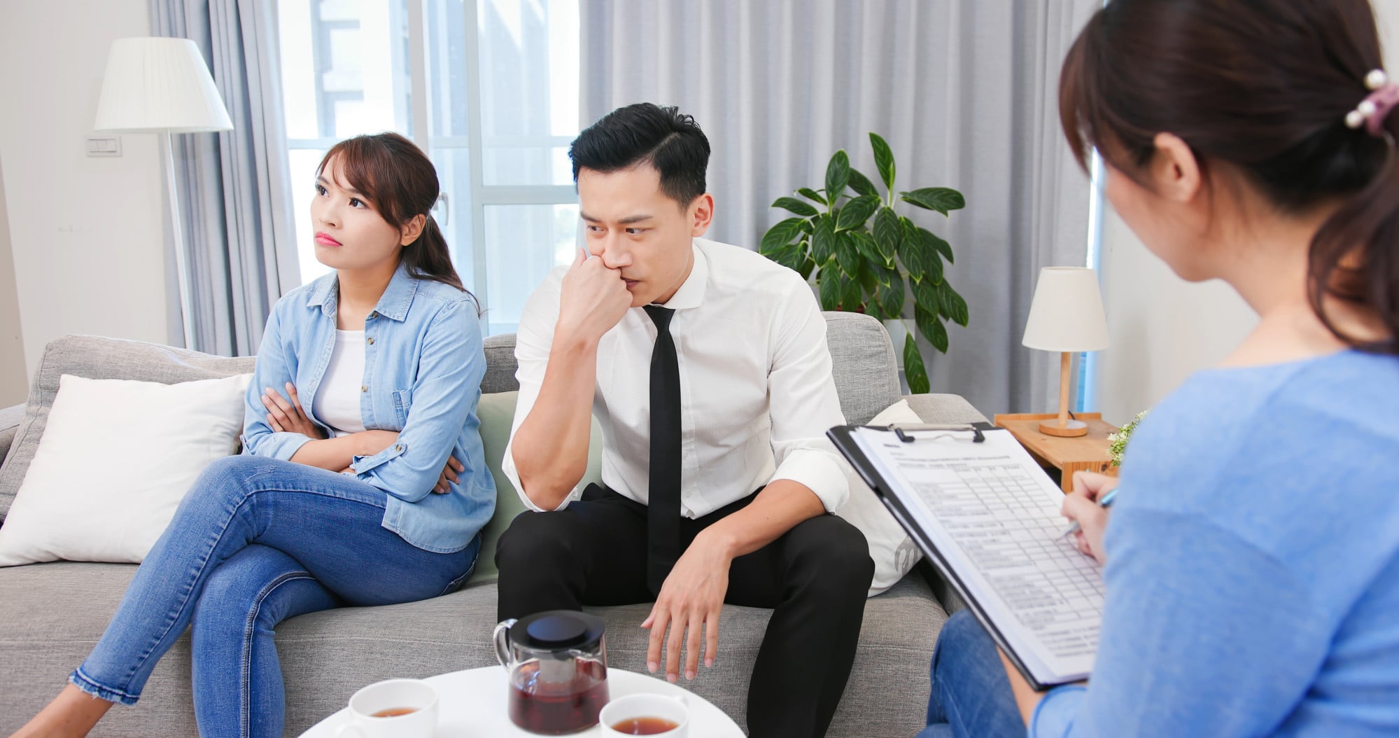An unhappy young couple try to patch up their differences with the help of a counsellor. Photo: Shutterstock