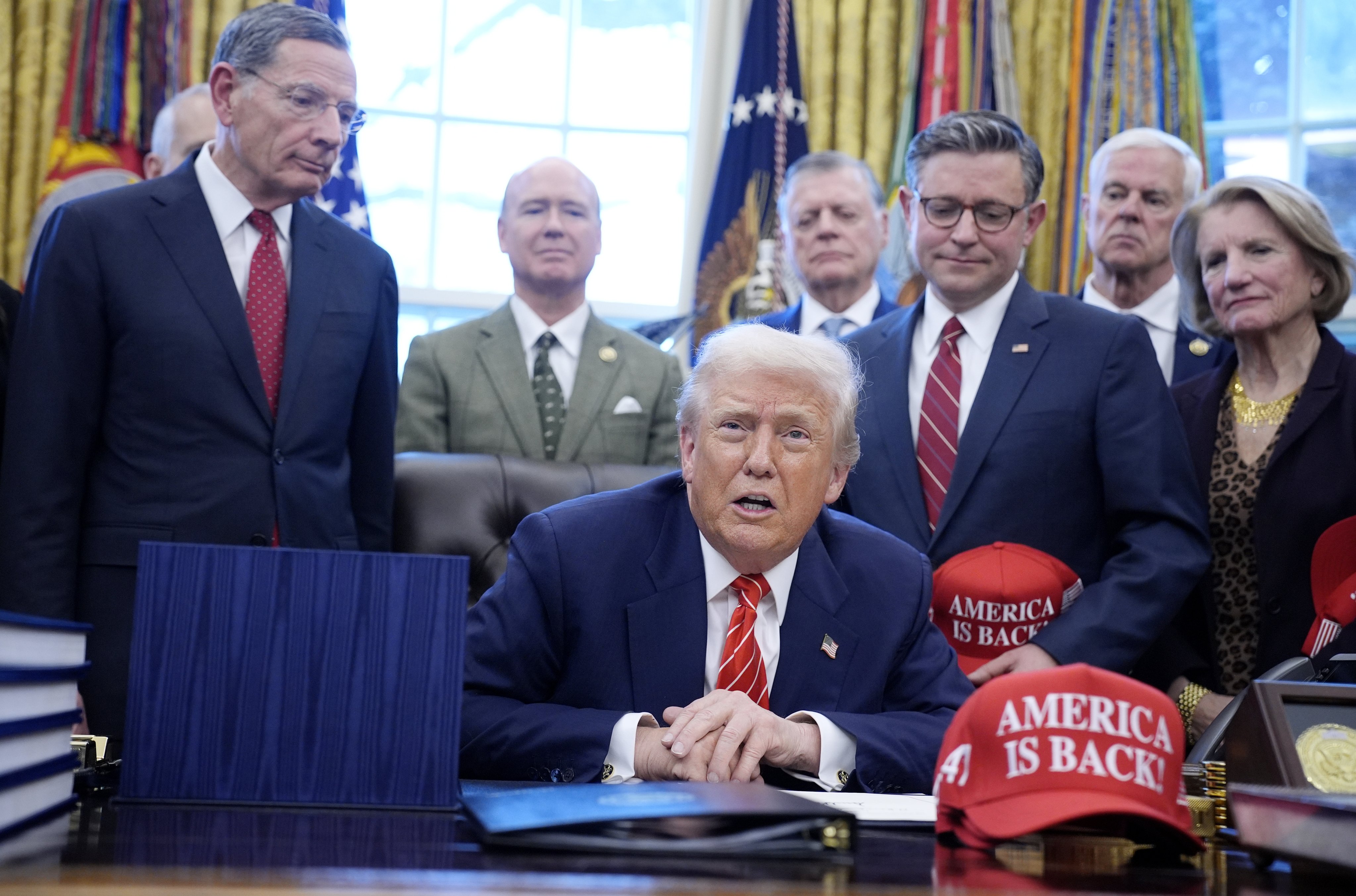US President Donald Trump in the Oval Office on Tuesday.  Photo: EPA