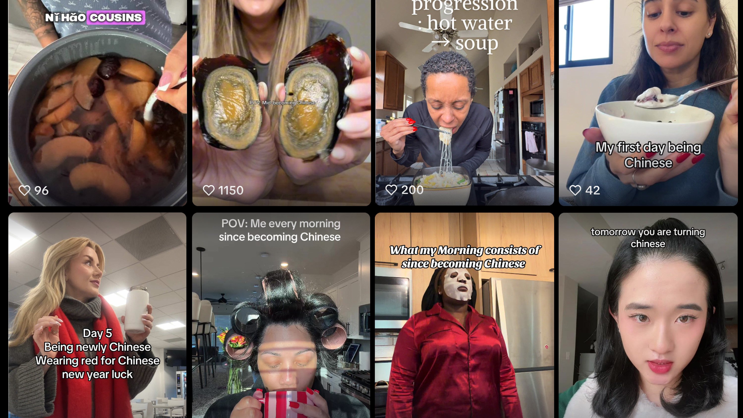 There is an emerging trend where foreigners are embracing aspects of Chinese culture by adopting habits such as drinking warm water, herbal teas and wearing slippers indoors. Photo: SCMP composite / TikTok