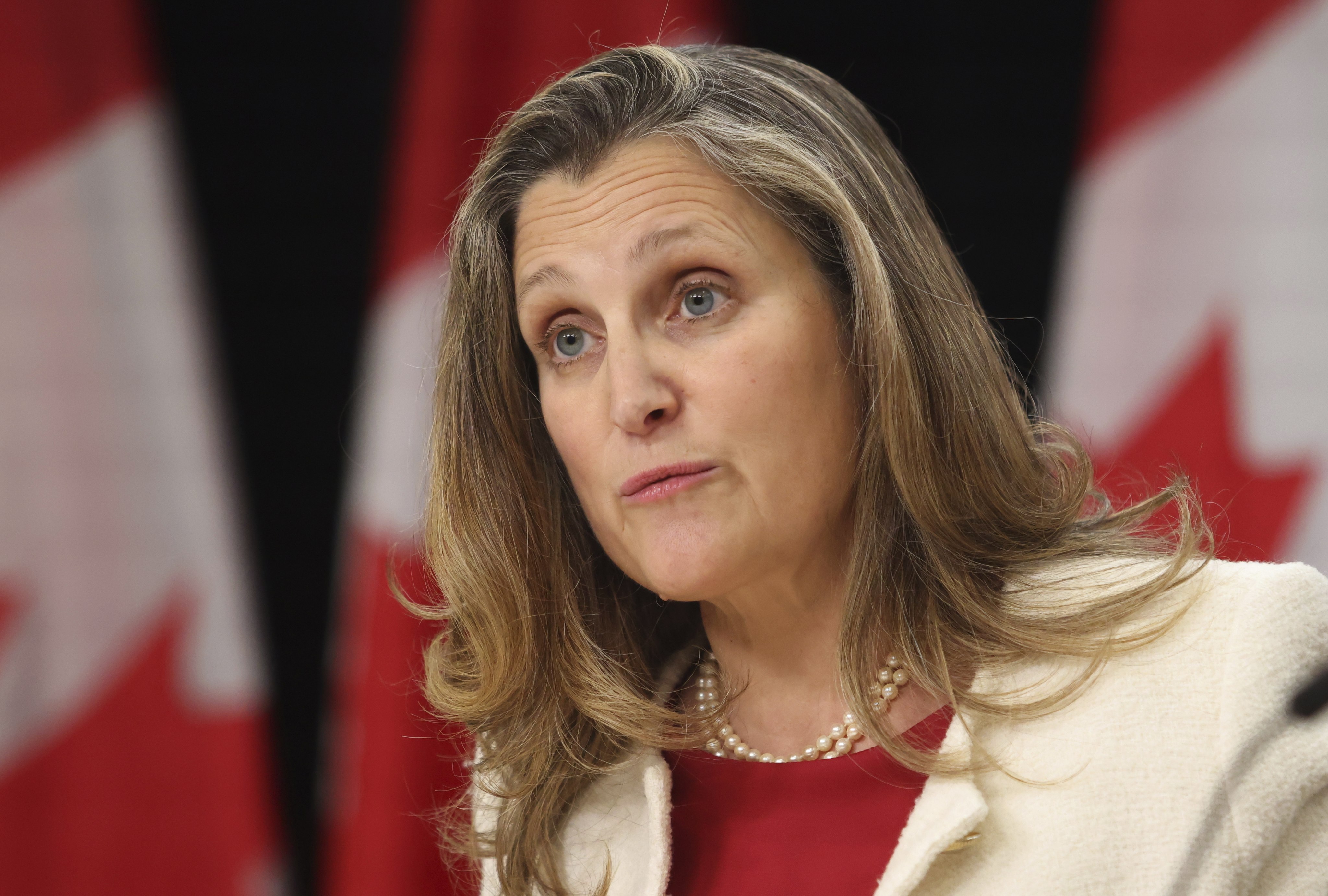 Chrystia Freeland, who served as Canada’s deputy prime minister, says countries must be careful about whom they build economic dependencies on. Photo: The Canadian Press via AP