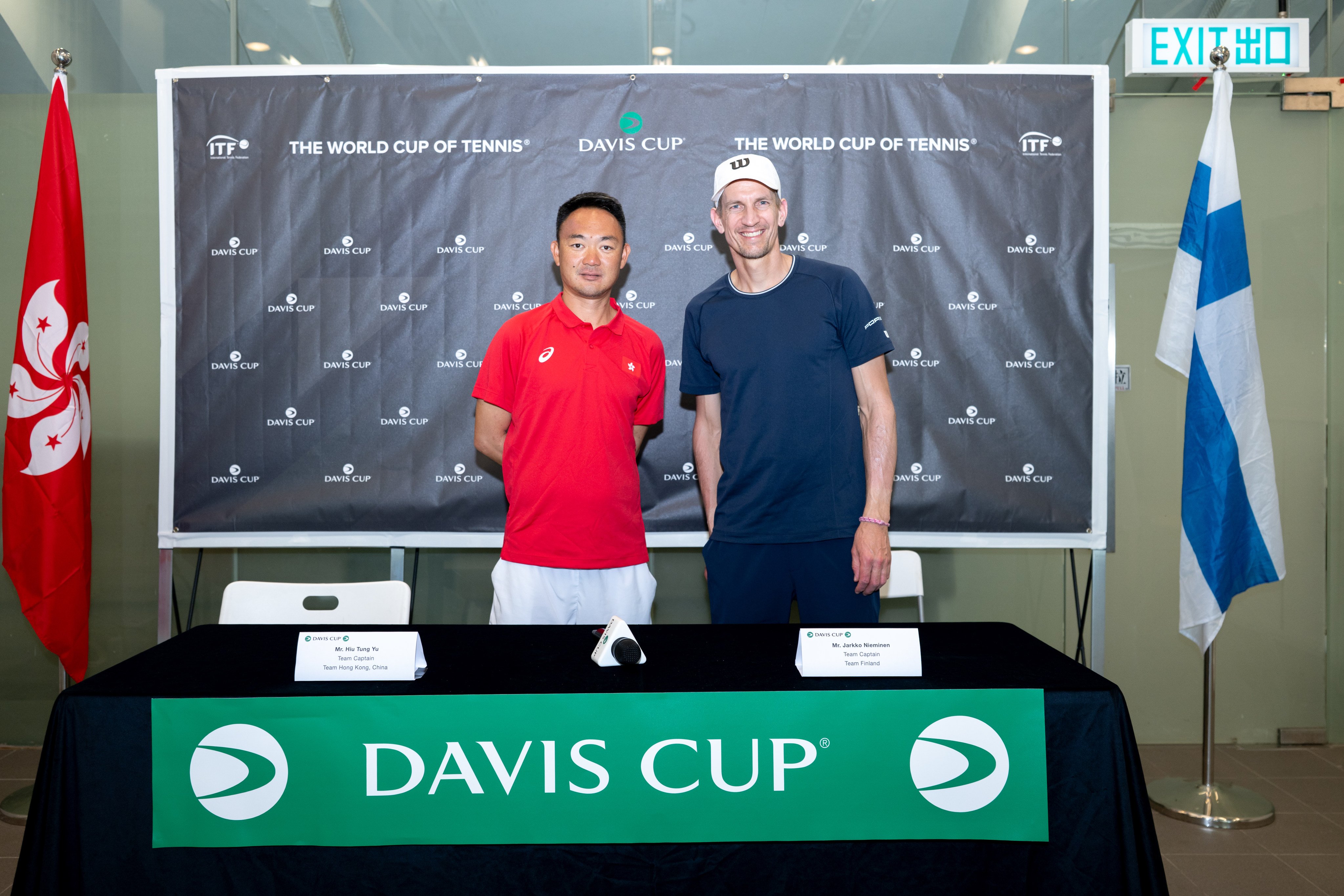 Yu Hiu-tung (left) and Jarkko Nieminen will send their teams into Davis Cup battle over the weekend. Photo: HKCTA