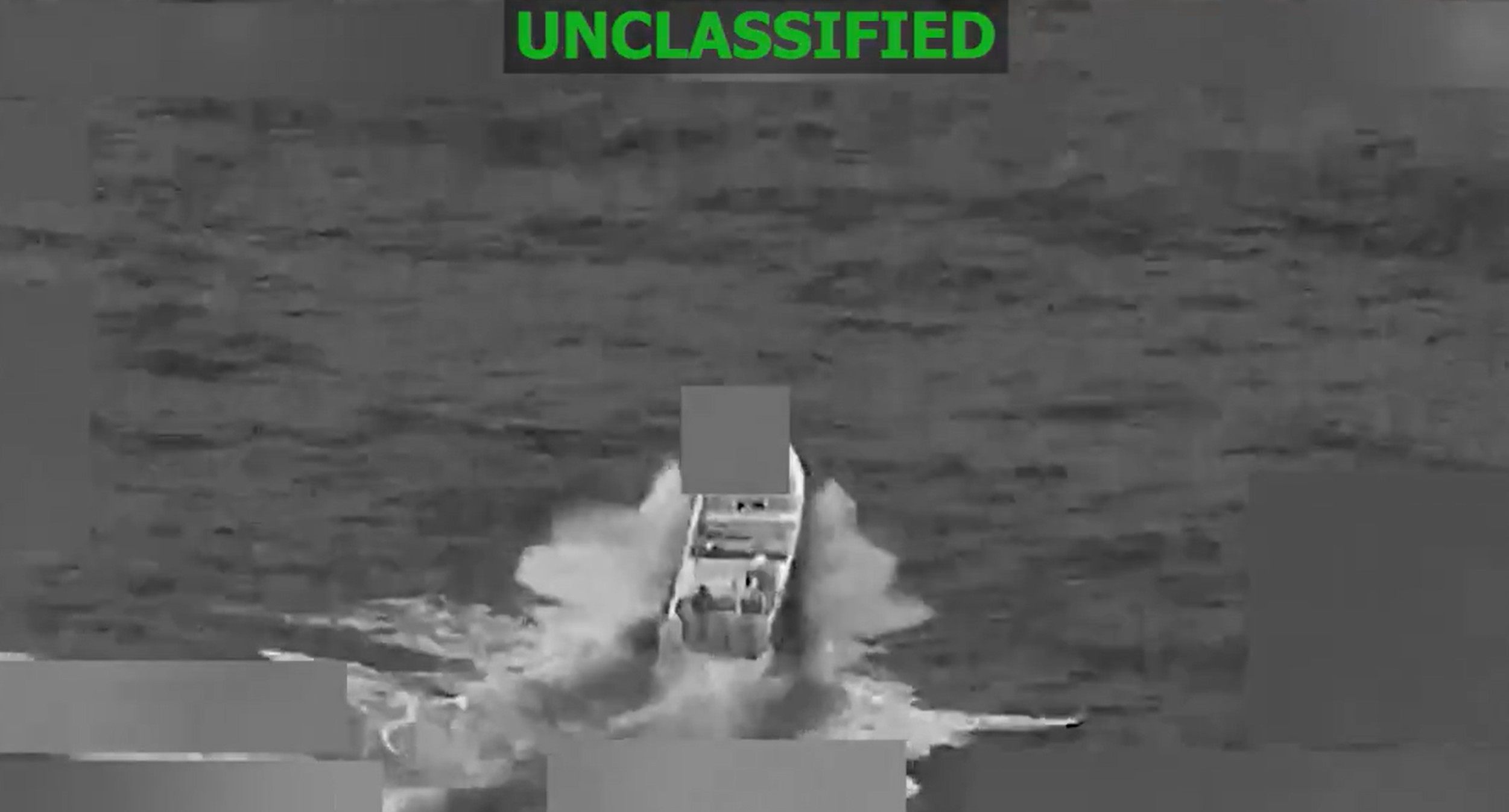 The alleged drug boat moments before the US strike. Photo: US Southern Command via X