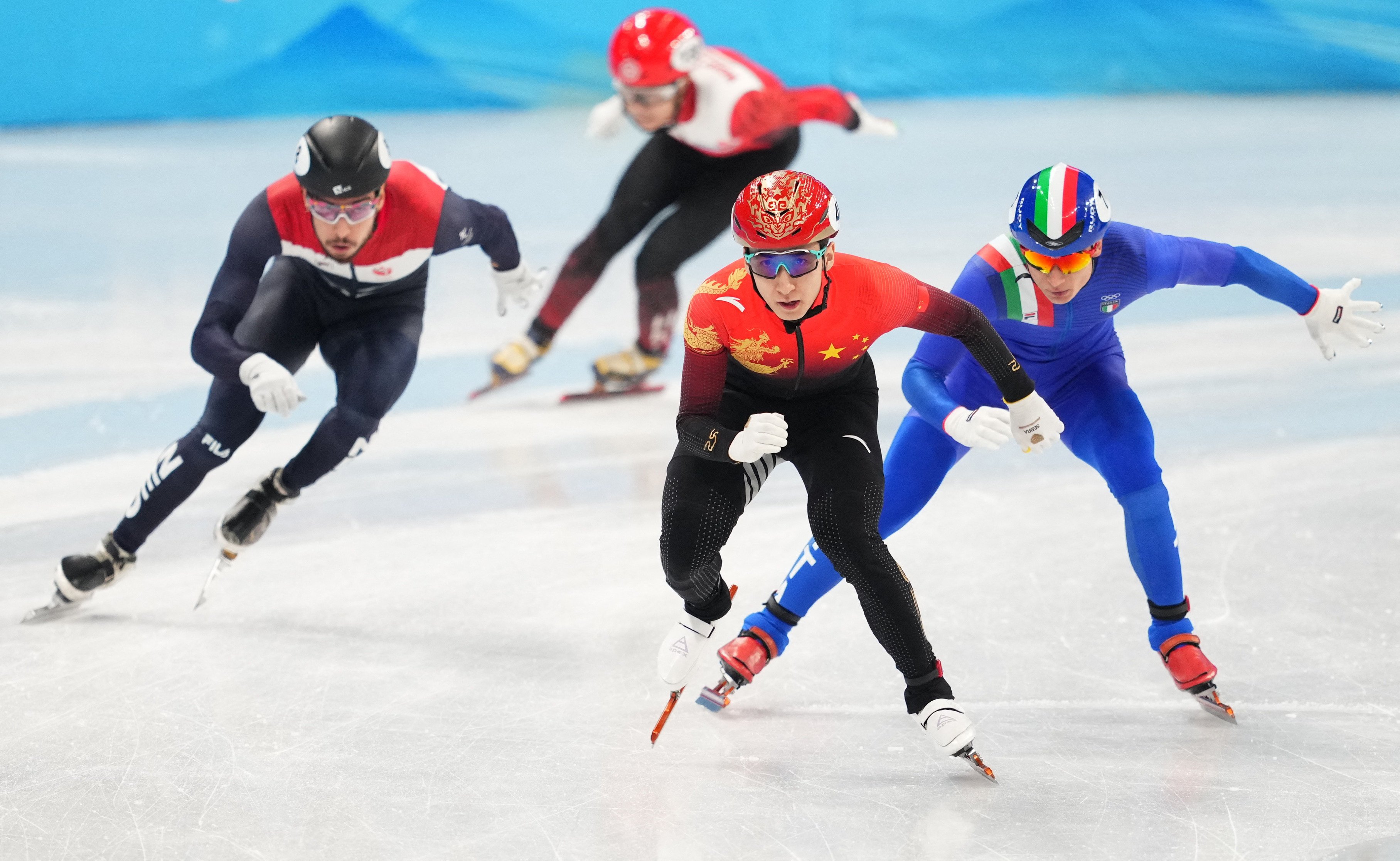 China’s Wu Dajing in the heats of the men’s 500m at the 2022 Beijing Games. The event was won by China’s Gao Tingyu. Photo: Reuters