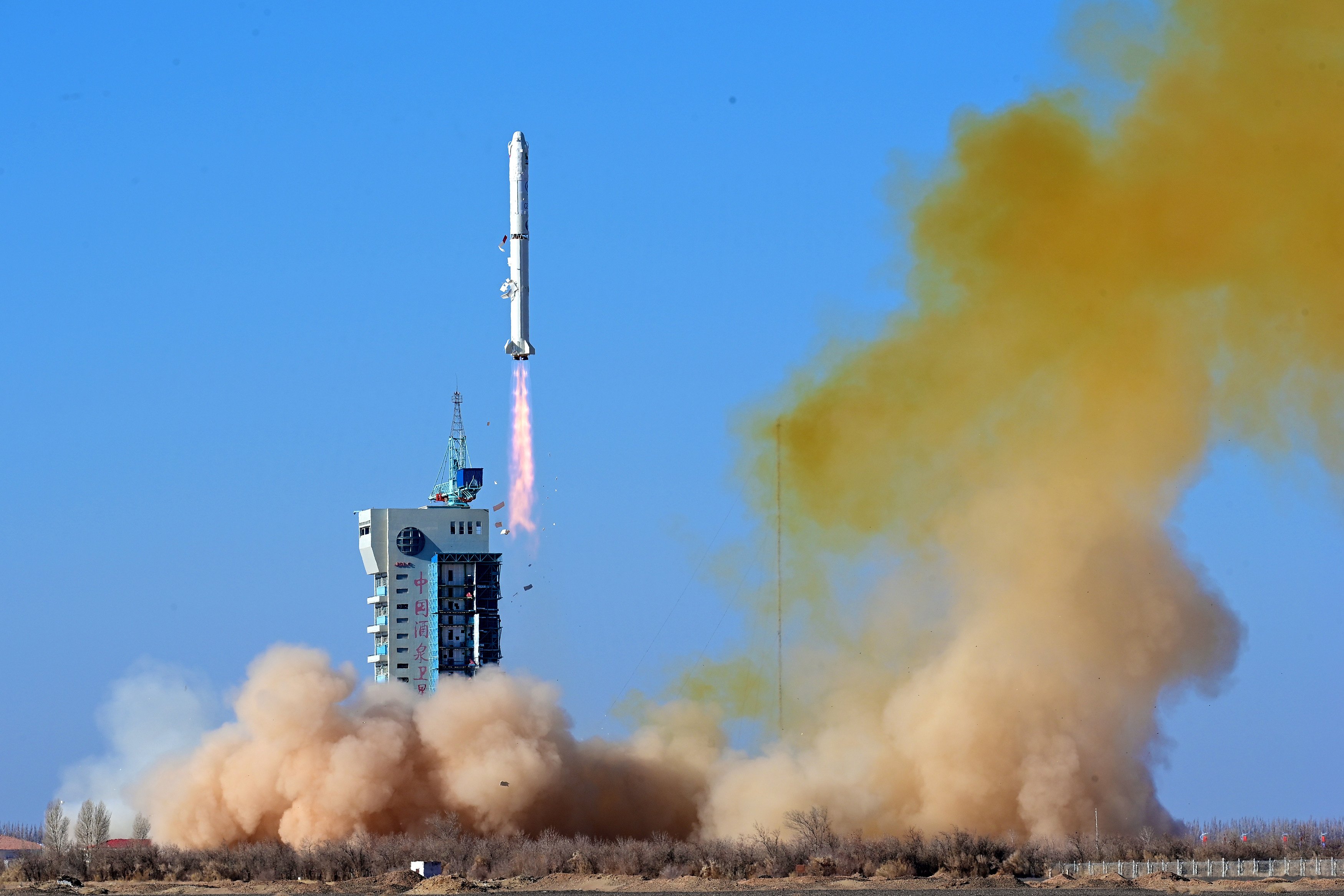 A Long March-2C carrier rocket carrying an Algerian remote sensing satellite blasts off from the Jiuquan Satellite Launch Centre in northwest China on January 31. Photo: Xinhua