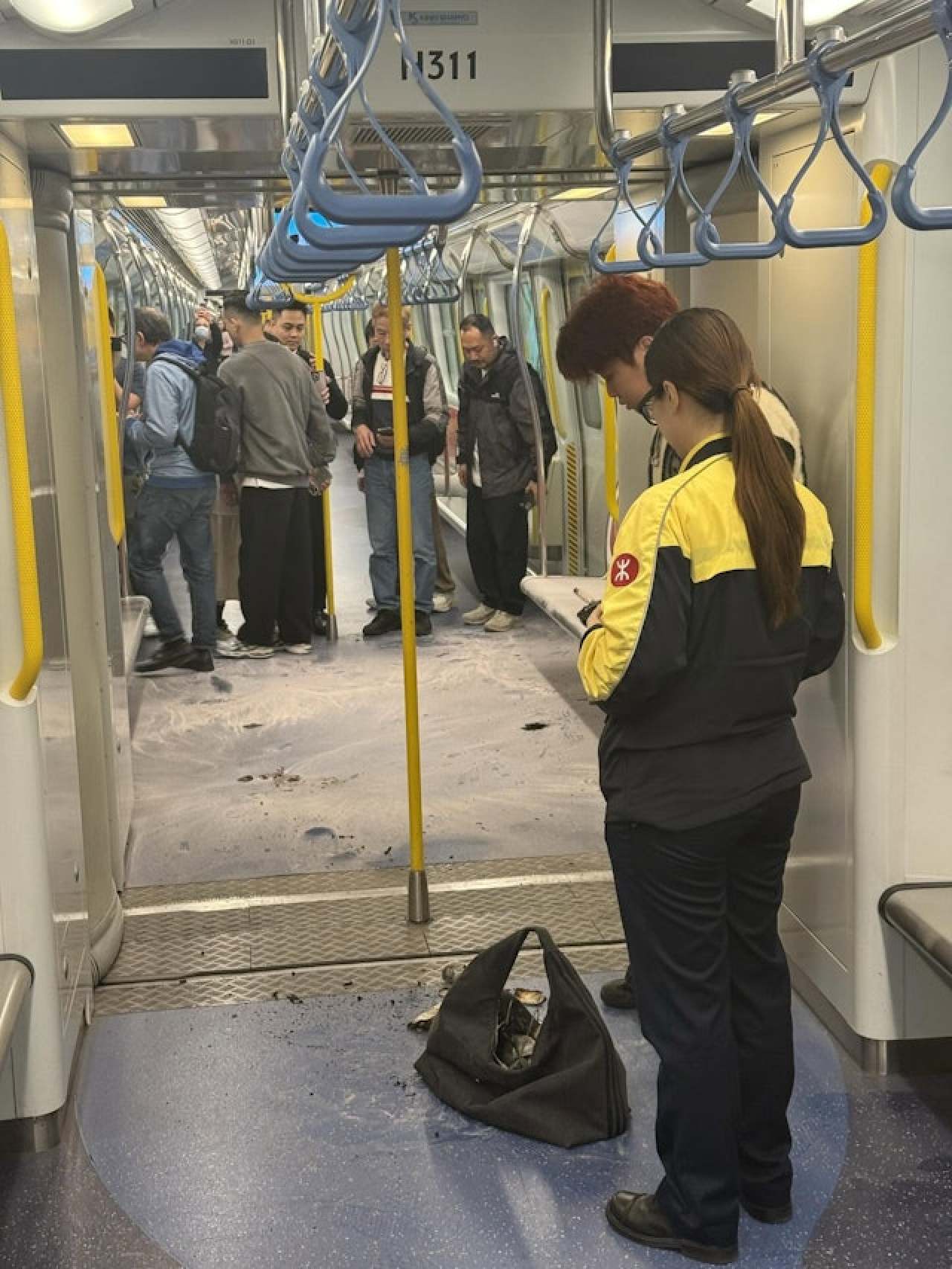 Police received a report at about 8.35am that an external battery pack had ignited on a train. Photo: Threads/kenophk2001