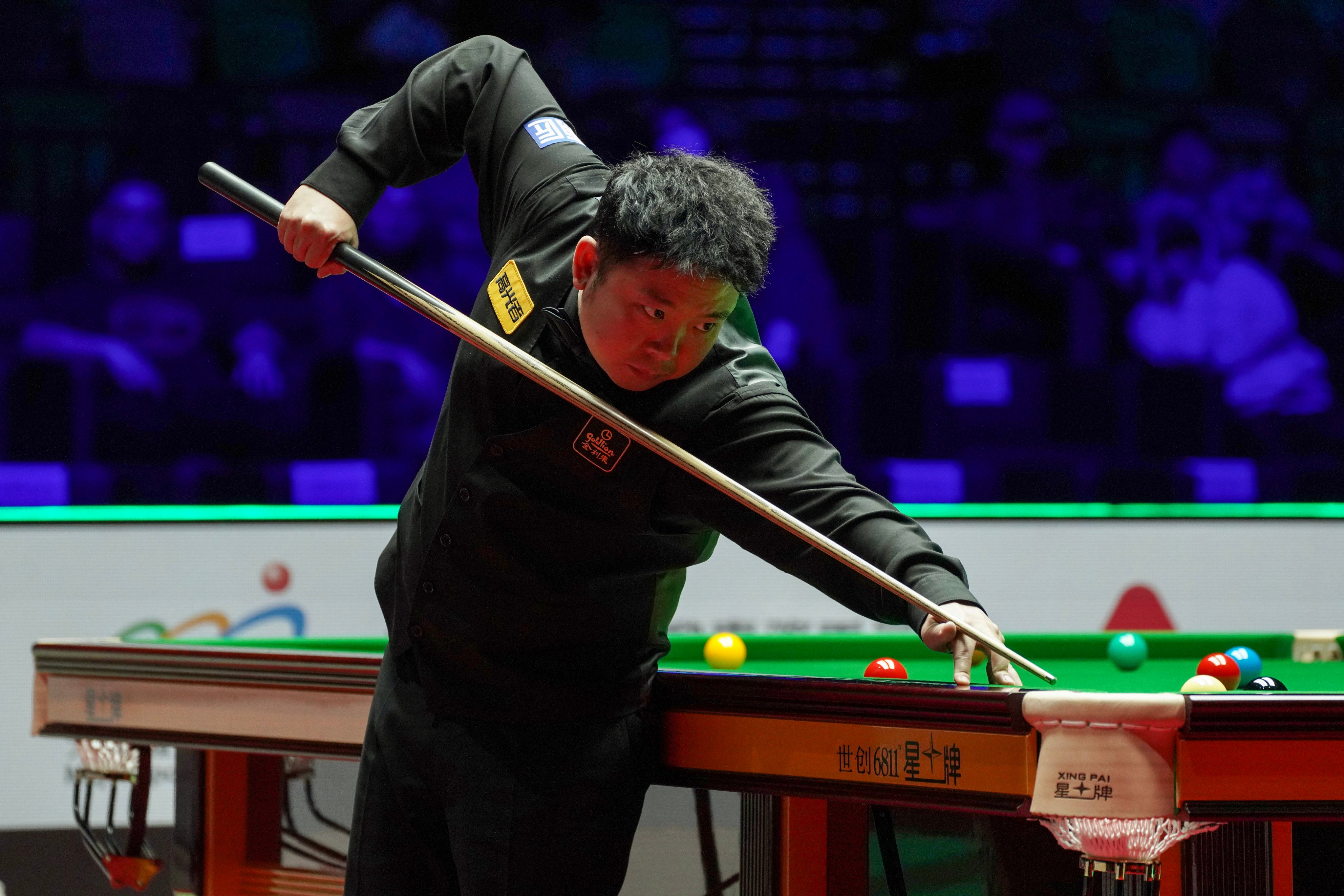Zhang Anda produced two century breaks to beat Zhou Yuelong in the World Grand Prix semi-final at Kai Tak Arena. Photo: Karma Lo