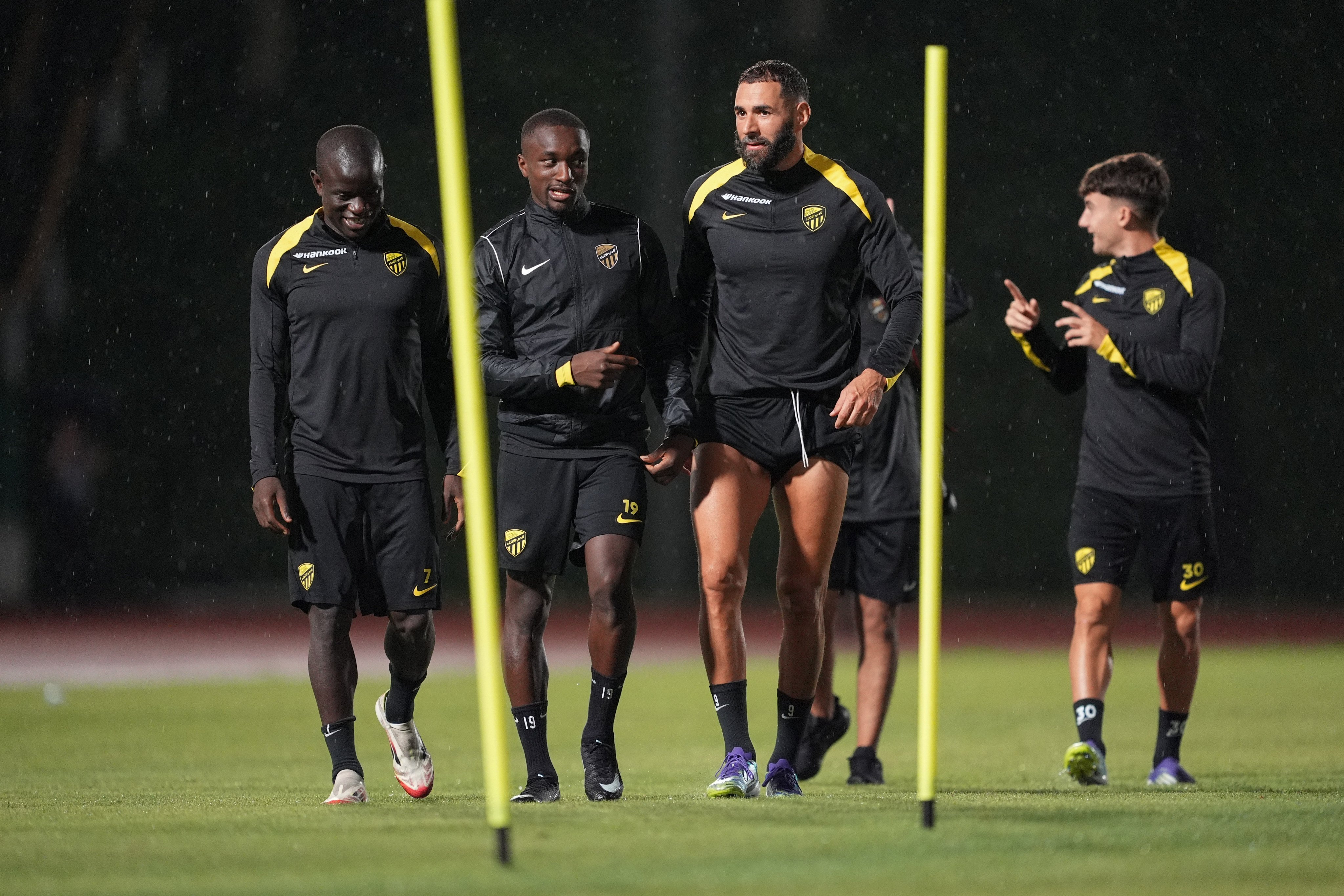 Al-Ittihad have lost key players N’Golo Kanté (left) and Karim Benzema (third for left) and are struggling domestically as well as in the Asian league. Photo: Eugene Lee
