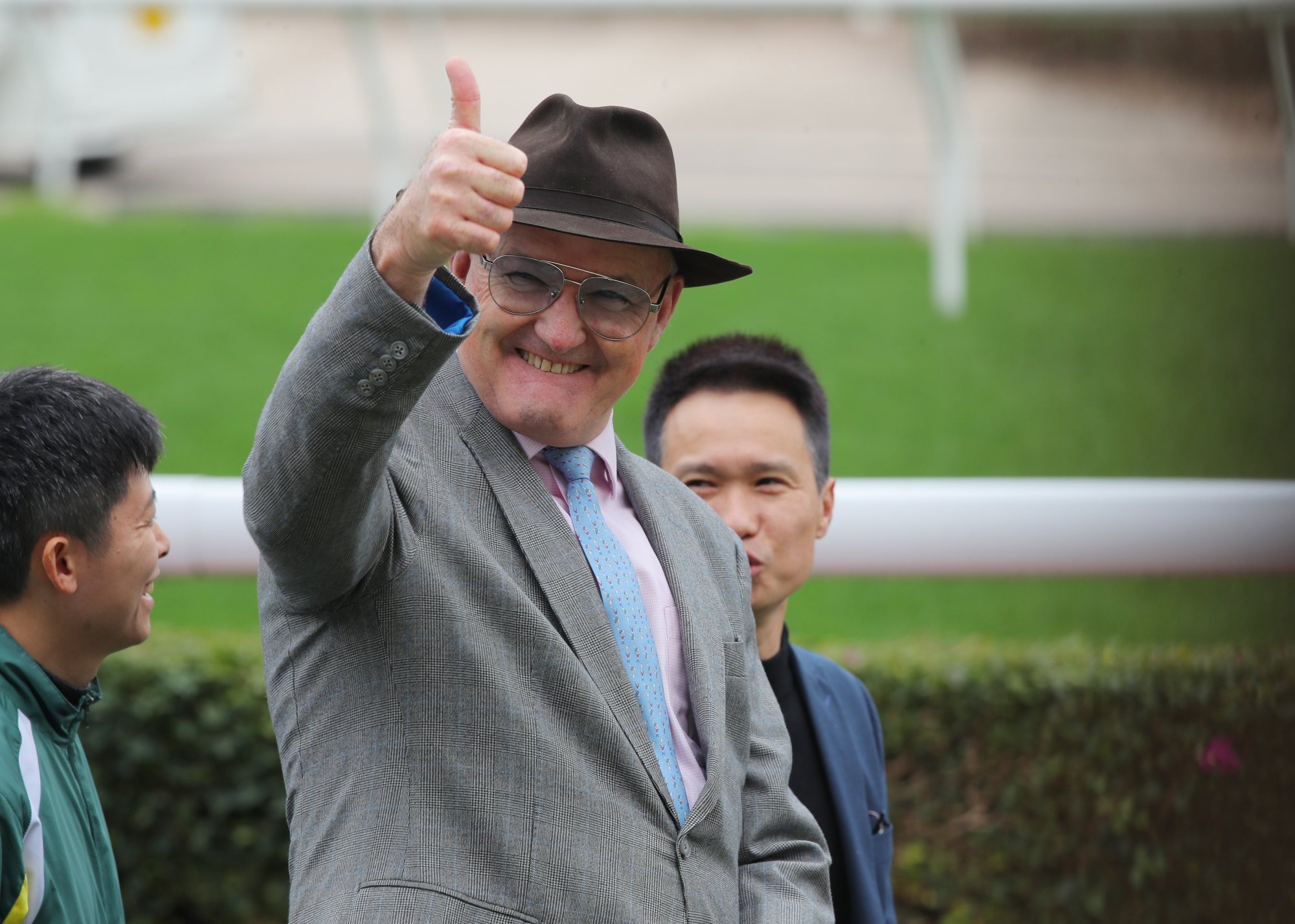 David Hayes celebrates his Sha Tin winner.