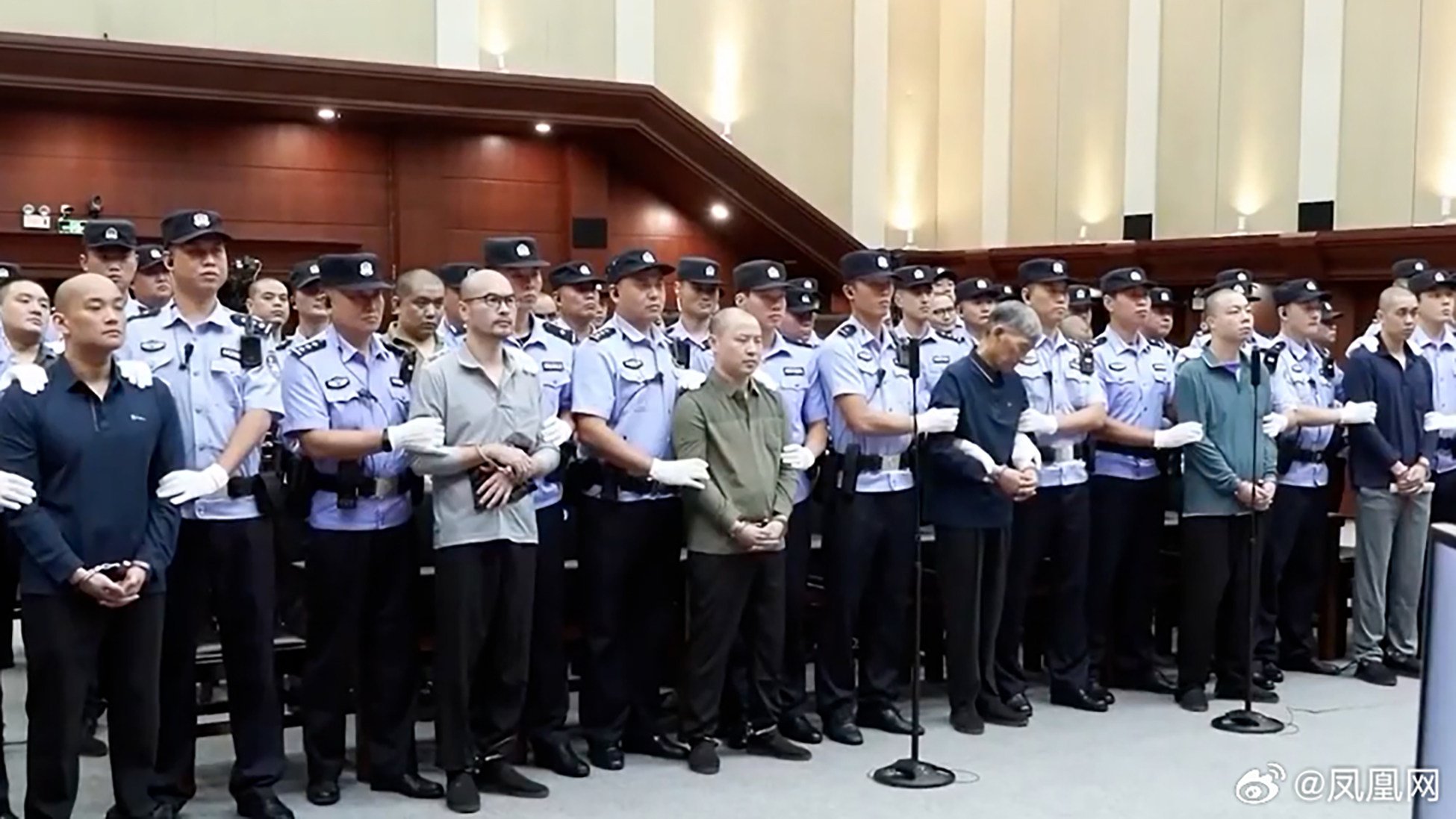 Bai Yingcang (far left) , was one of the core member of the Bai crime family to be executed in China over a range of illegal activity in Myanmar. Photo: Handout