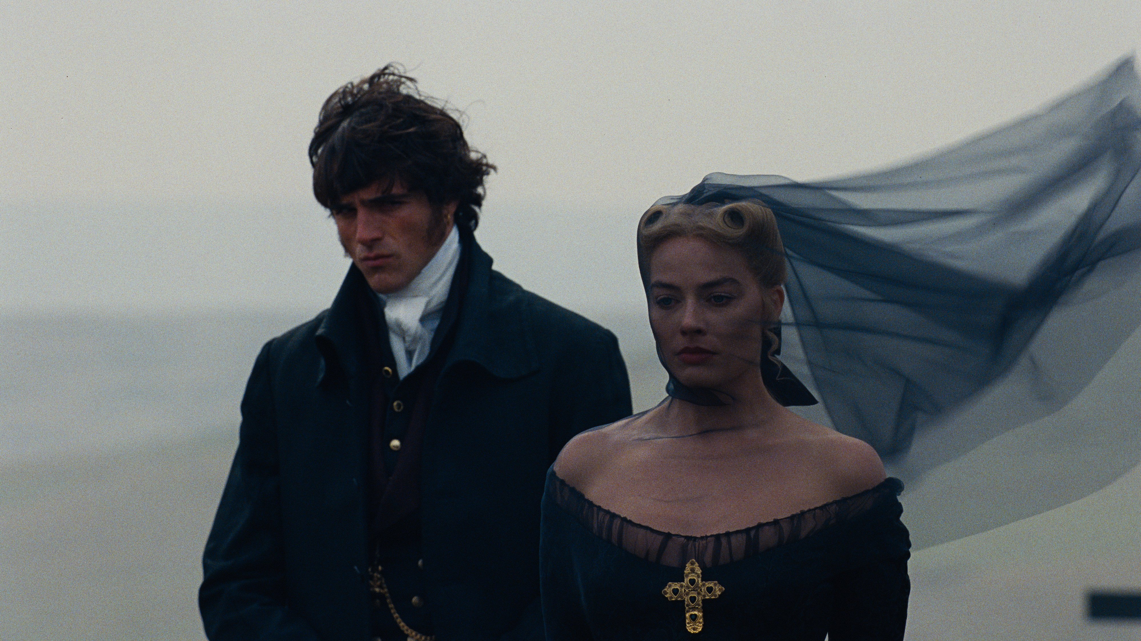 Jacob Elordi (left) and Margot Robbie in a still from Wuthering Heights (category IIB), directed by Emerald Fennell. Photo: Warner Bros Pictures