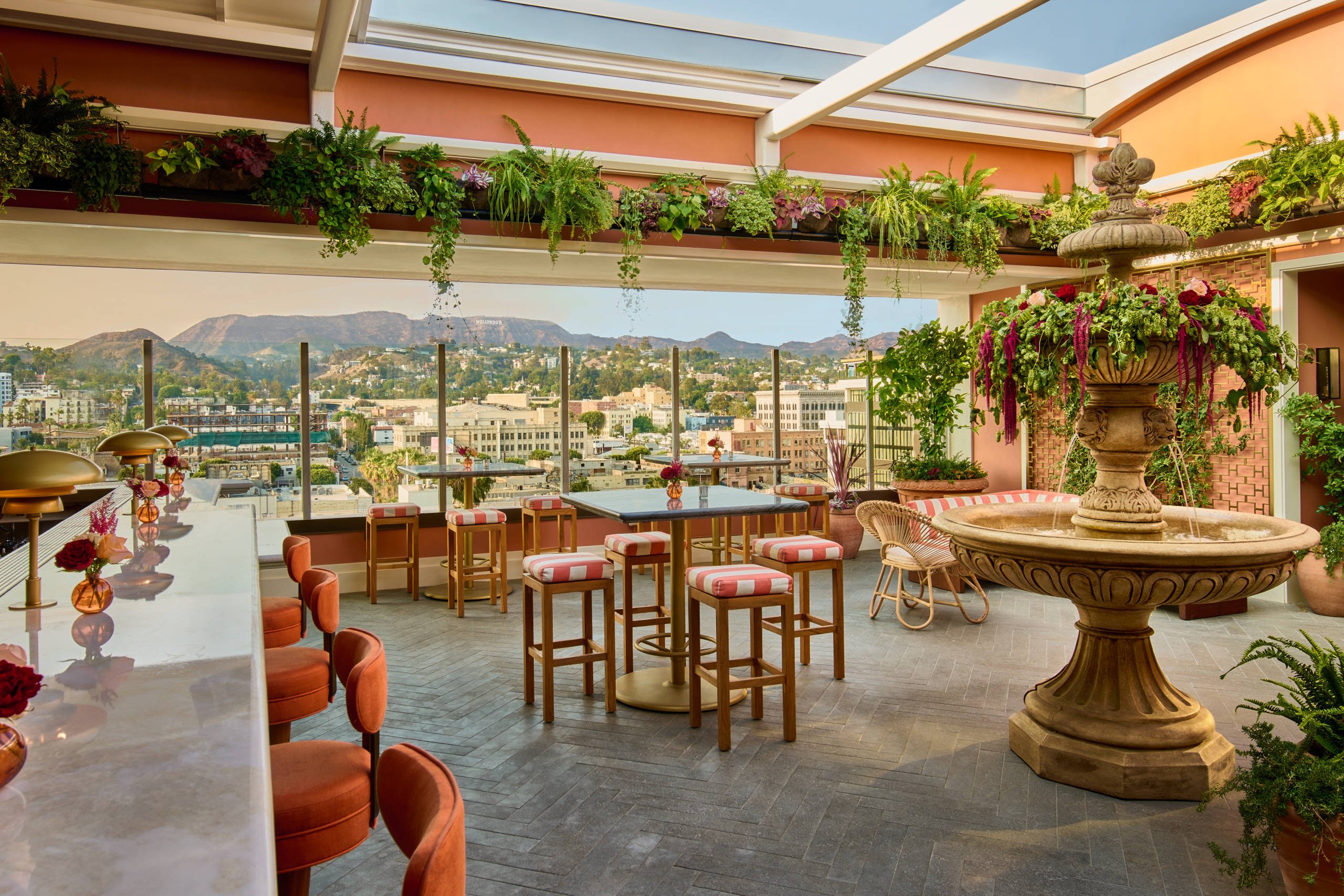 Bar Lis, on the rooftop of The Hollywood Grande in Los Angeles, has great views of the city and the Hollywood sign. Photo: Handout