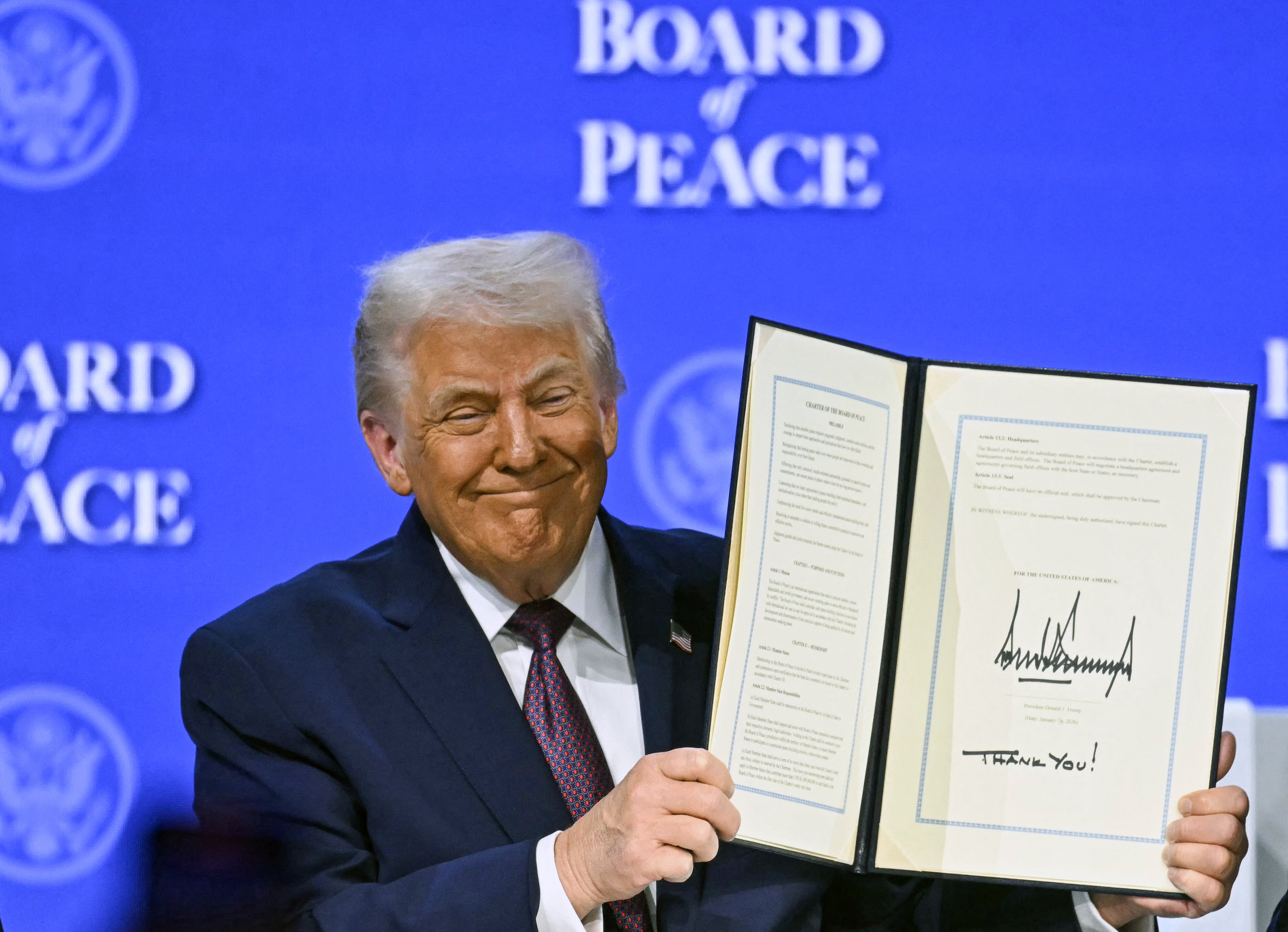 US President Donald Trump launched his ‘Board of Peace’ at the World Economic Forum in Davos in January. Photo: AFP