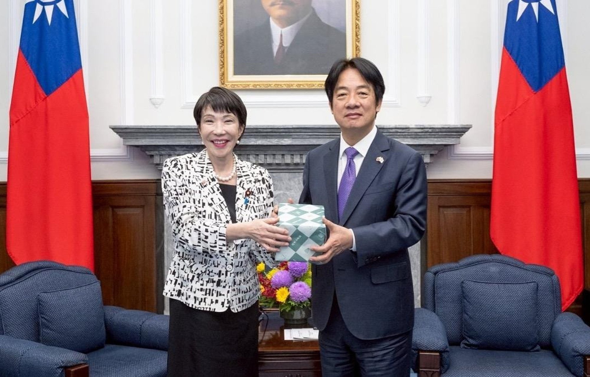On April 28, 2025, Sanae Takaichi, then a member of Japan’s lower house, visits Taiwanese leader William Lai Ching-te in Taipei. Photo: Handout