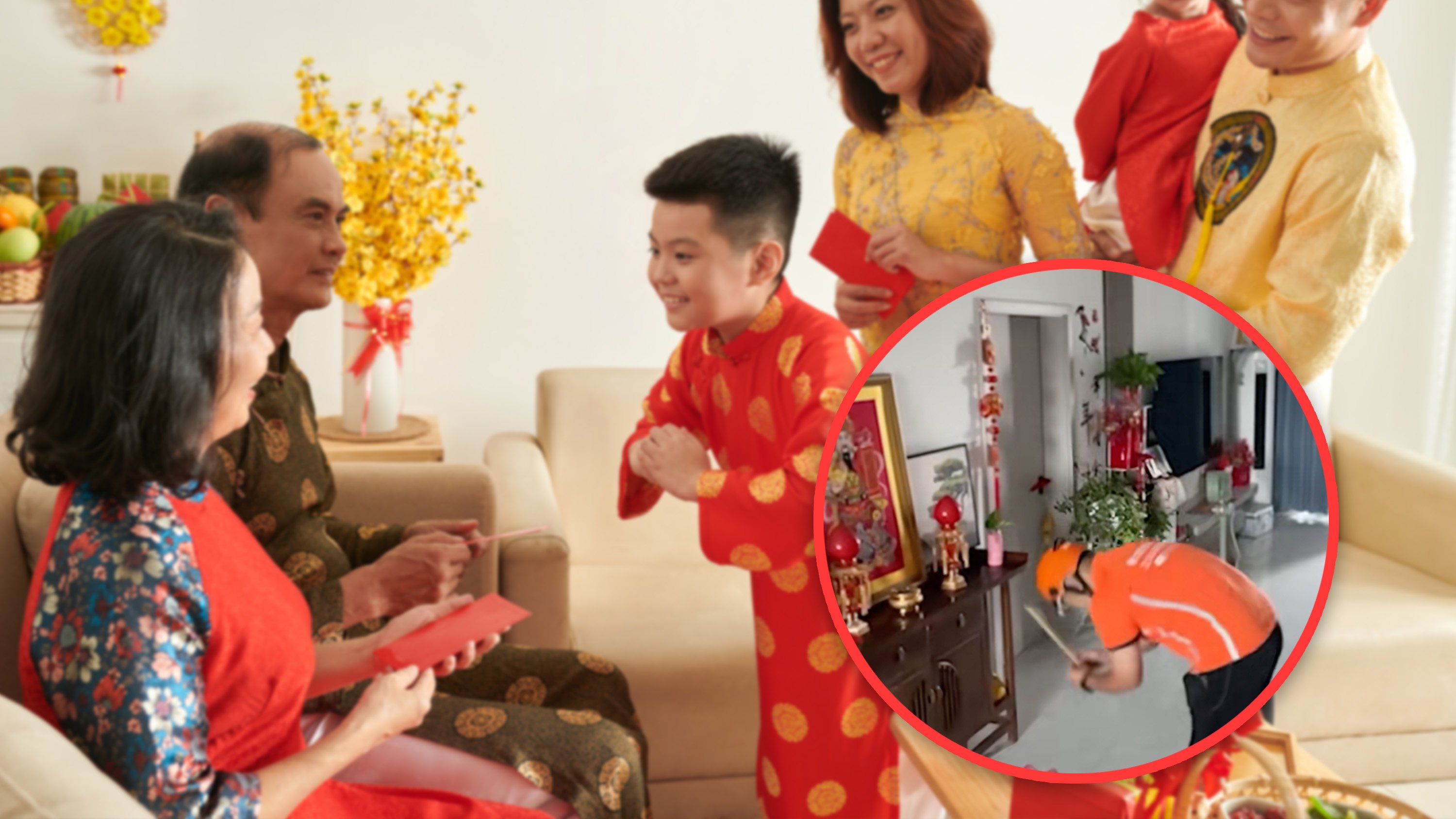 A Chinese delivery company is offering a “paid-for kowtowing service” in which customers pay US$145 for someone to kneel before their parents if they cannot return home for the Lunar New Year. Photo: SCMP composite/Shutterstock/RedNote