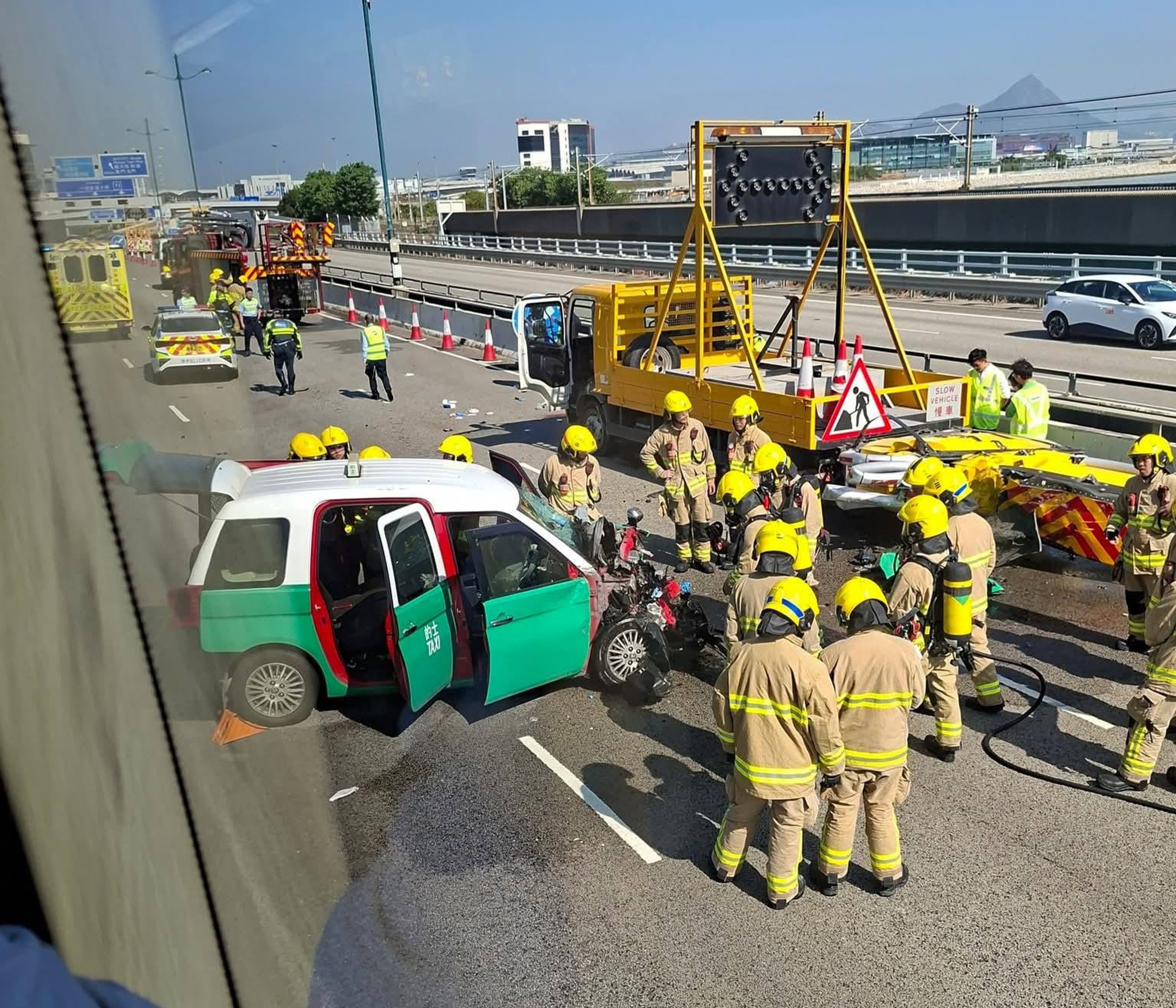 A passenger has died after being ejected from a taxi near the Hong Kong airport. Photo: Handout