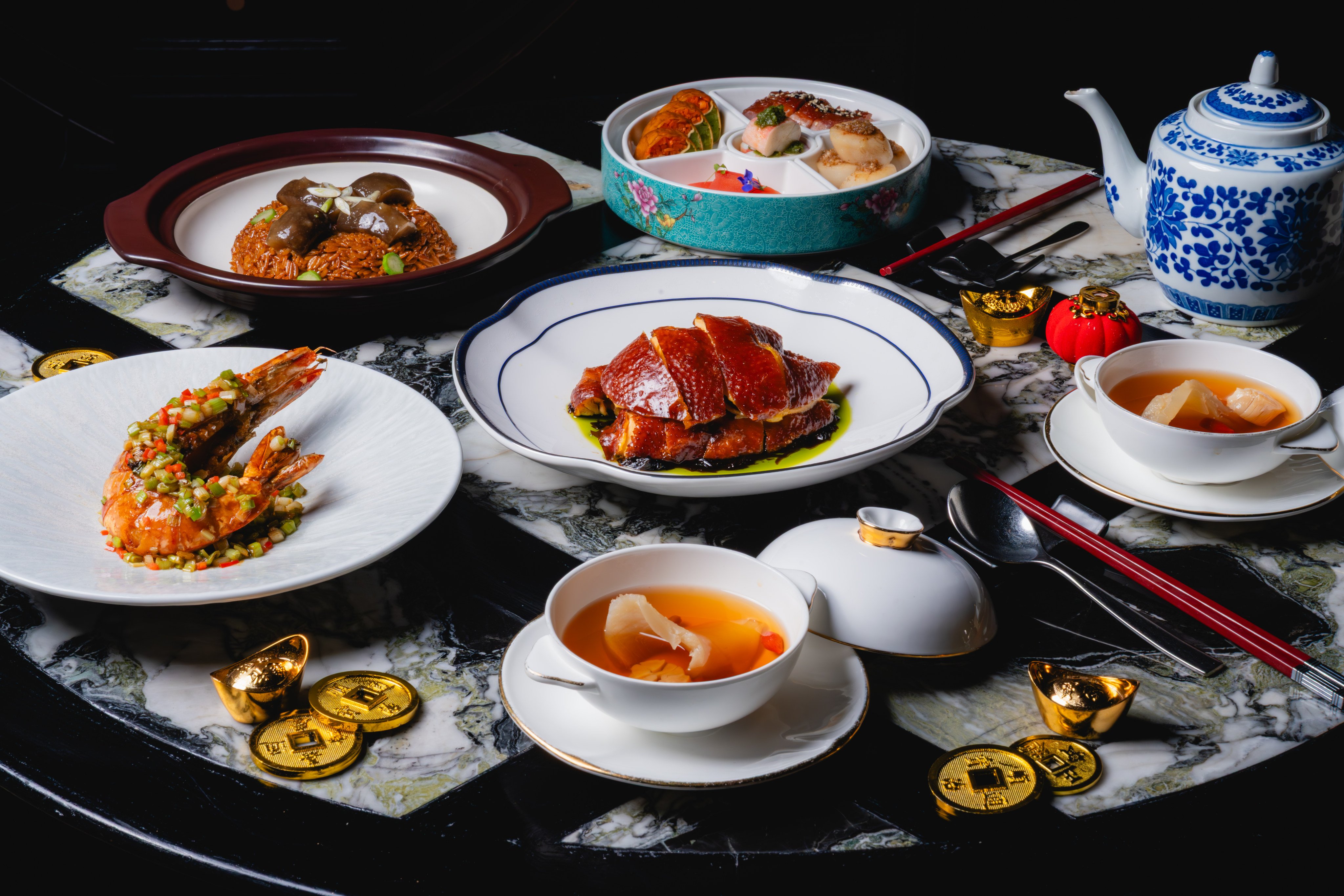 Dishes featured in The Chinese Library’s eight-course Lunar New Year tasting menu. The high-end restaurant in Hong Kong’s Central neighbourhood is one of many in the city offering seasonal menus to ring in the Year of the Fire Horse 2026. Photo: The Chinese Library
