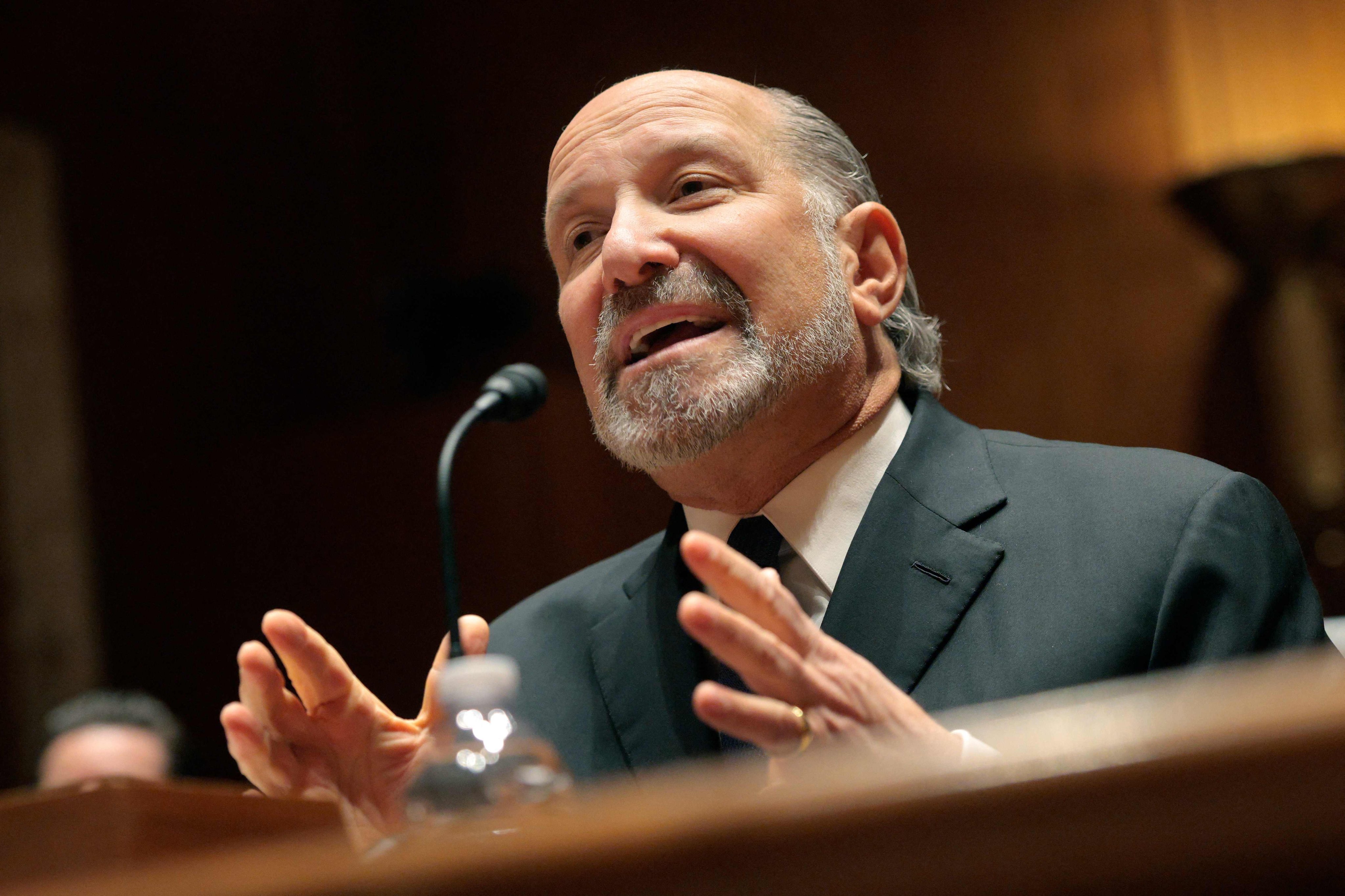 US Secretary of Commerce Howard Lutnick testifies at a Senate subcommittee hearing in Washington on Tuesday. Photo: AFP