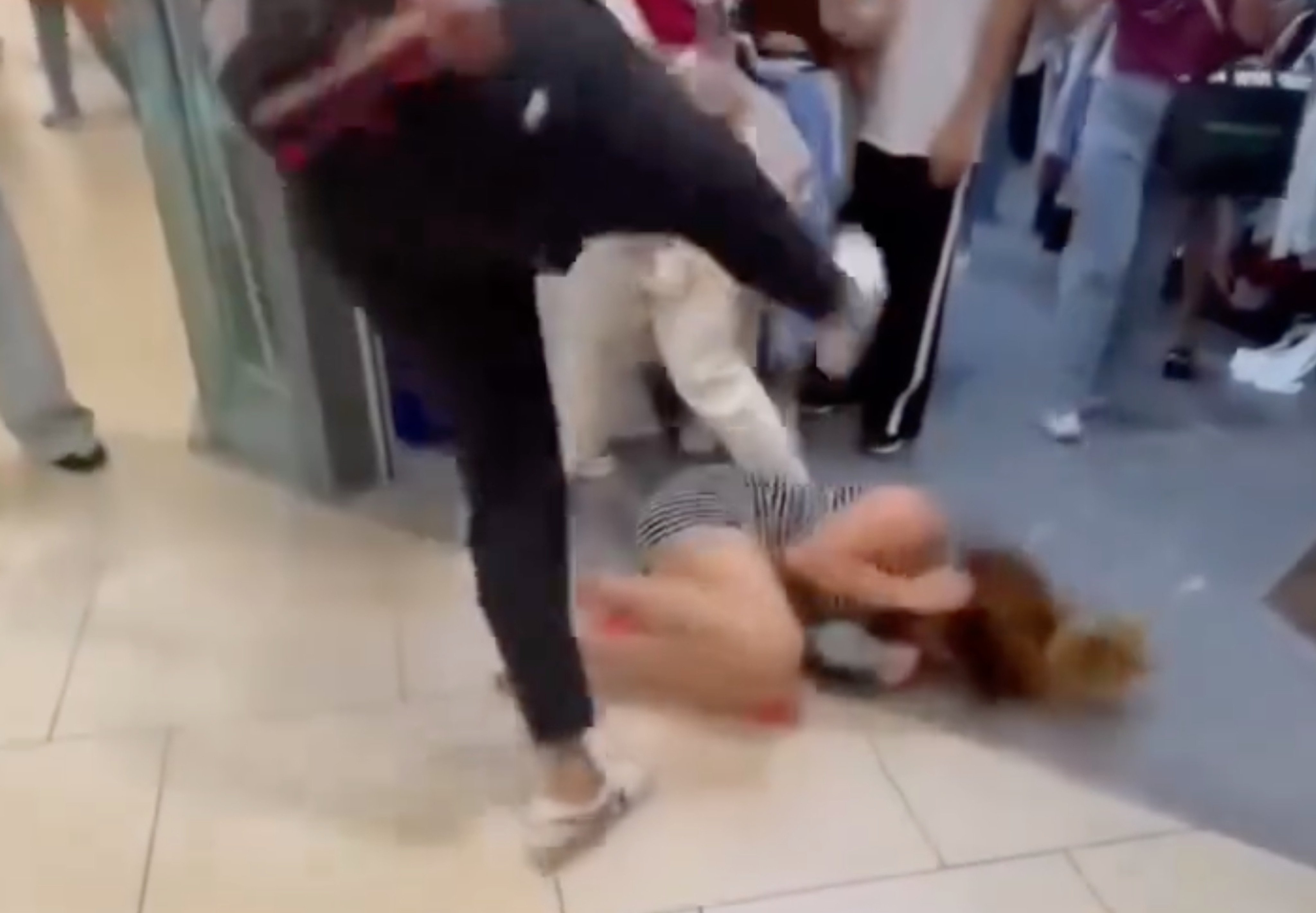 A still from a social media video showing the assault at a shopping centre in Singapore. Photo: Handout