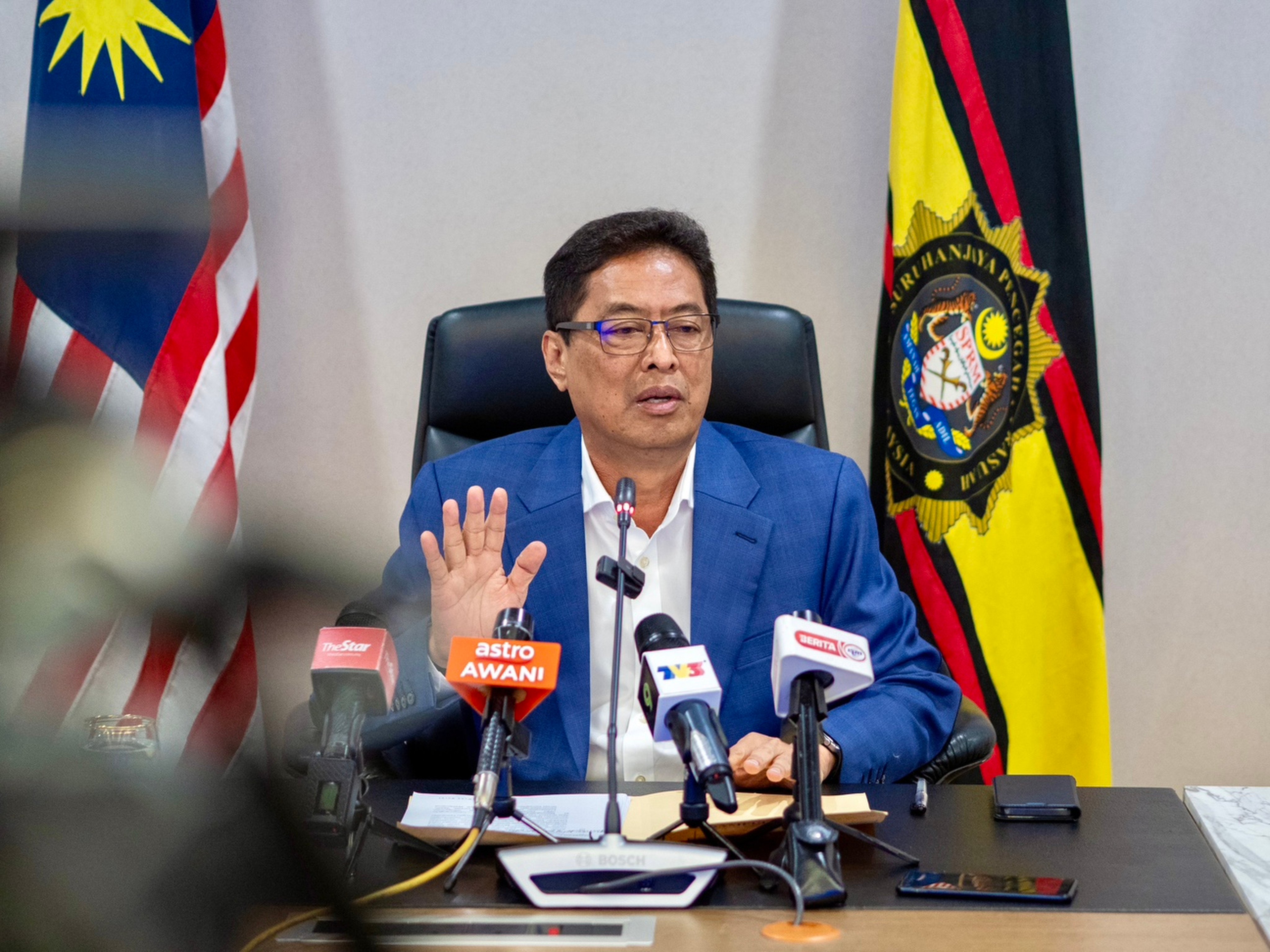 Malaysian Anti-Corruption Commission Chief Commissioner Azam Baki speaks at a press conference in August last year. Photo: SCMP