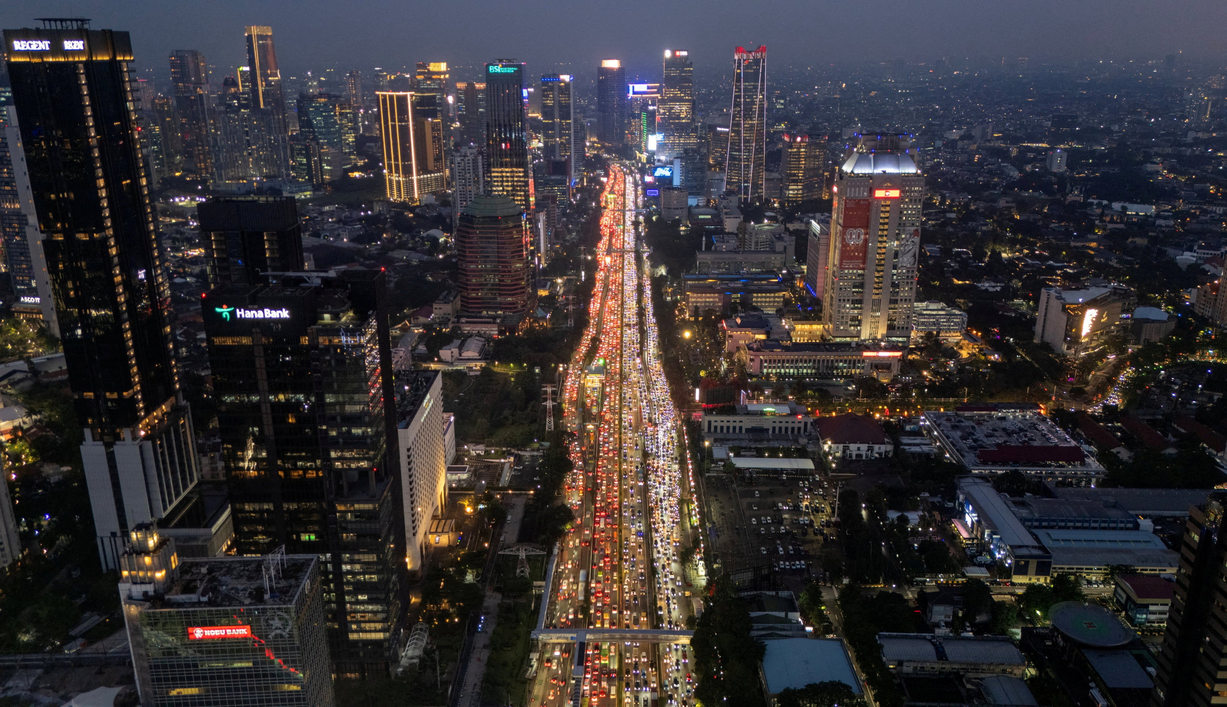A view of traffic during evening rush hours in the business district in Jakarta, Indonesia, on February 3. Photo: Reuters