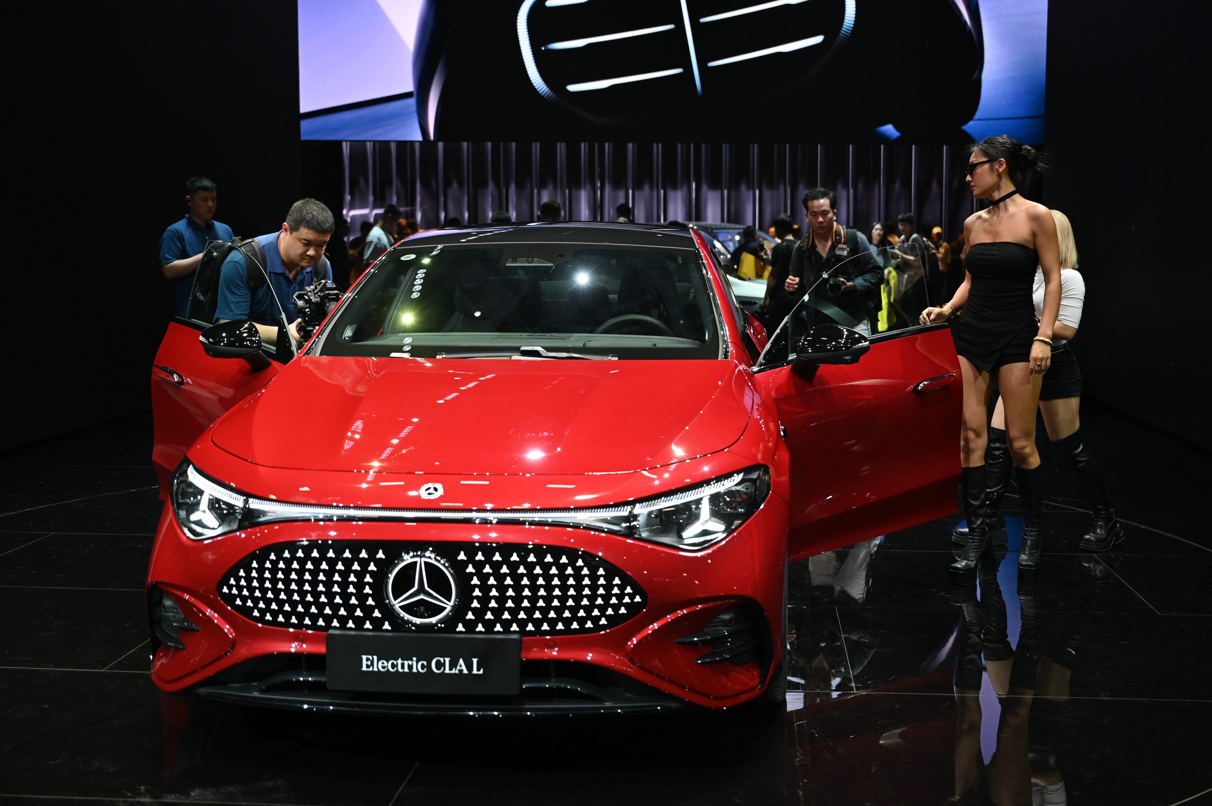 A Mercedes-Benz CLA is showcased at the Shanghai Motor Show last year. Photo: dpa