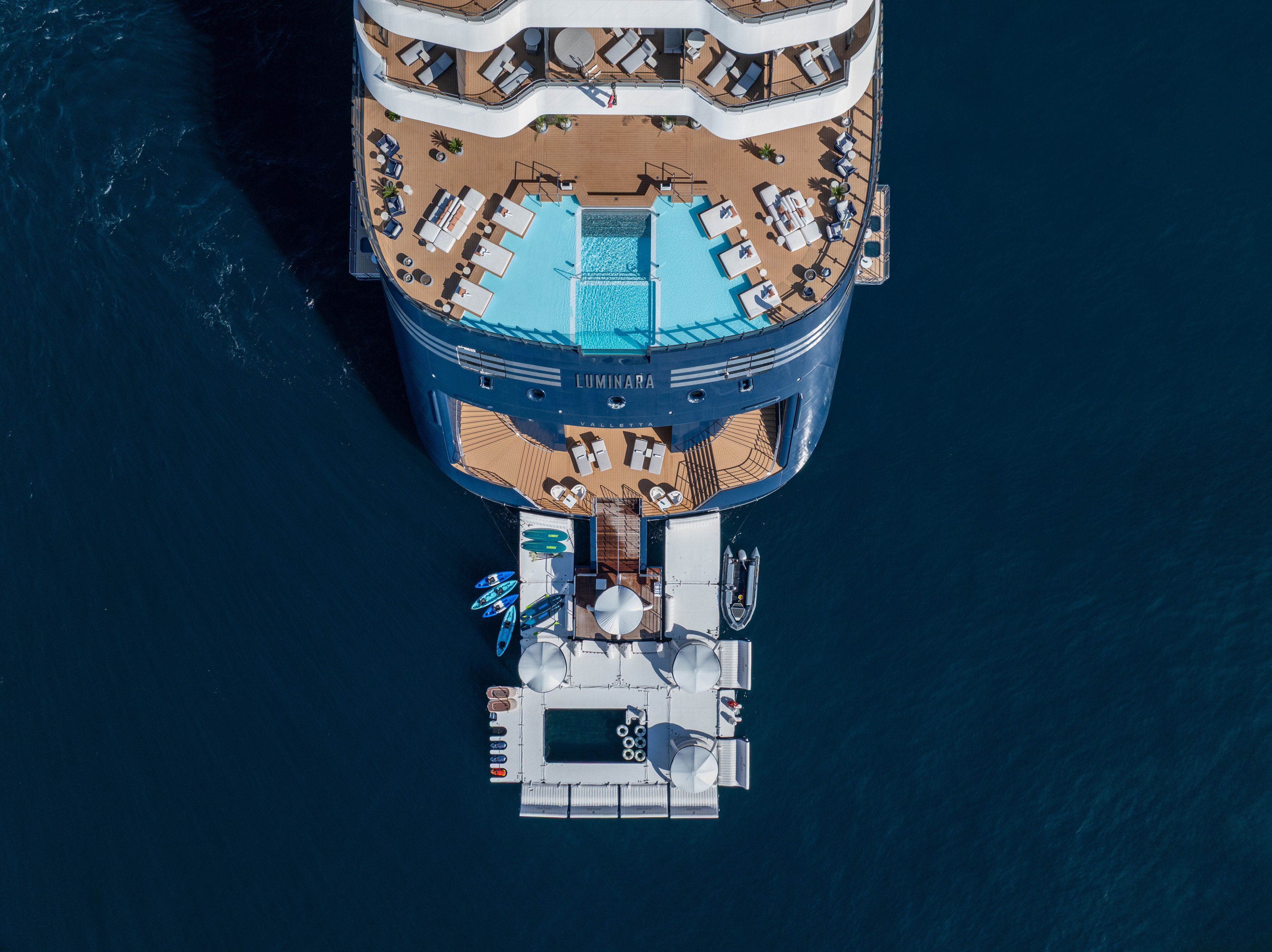 A pool overlooking the sea on the Ritz-Carlton Luminara yacht. Photo: Handout