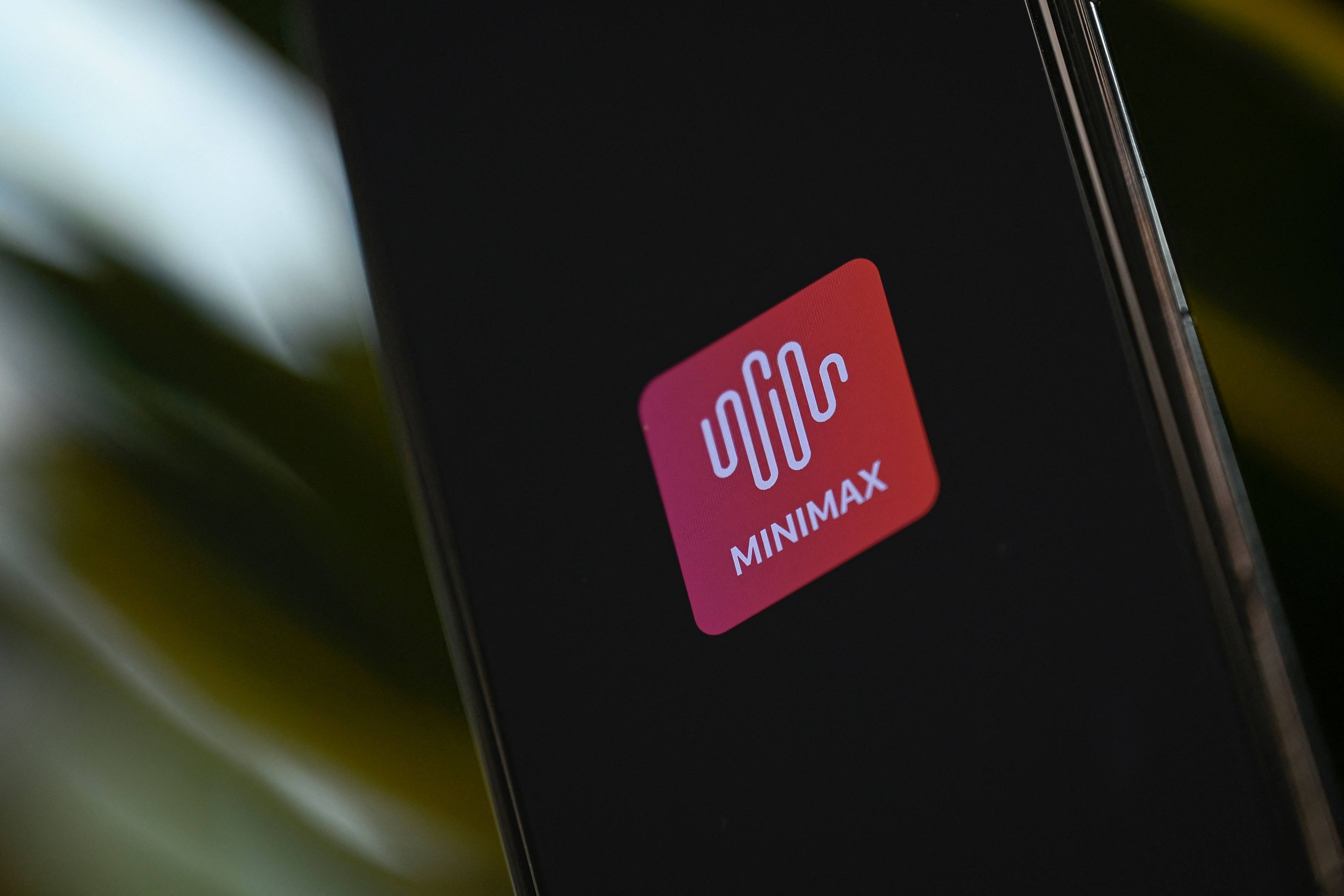 The logo of Chinese AI company MiniMax on a phone in Beijing last month. Photo: AFP