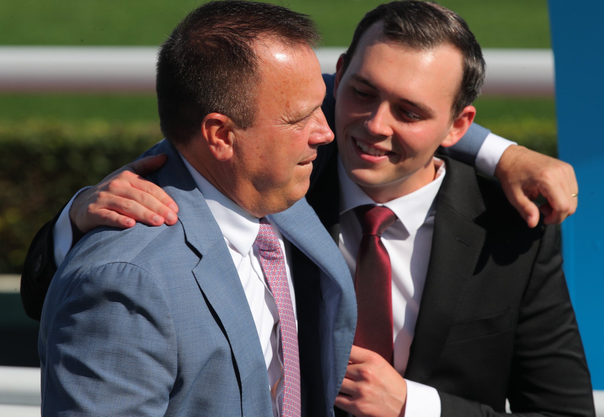 It was a day to remember for Caspar Fownes and his son Ronan (right).