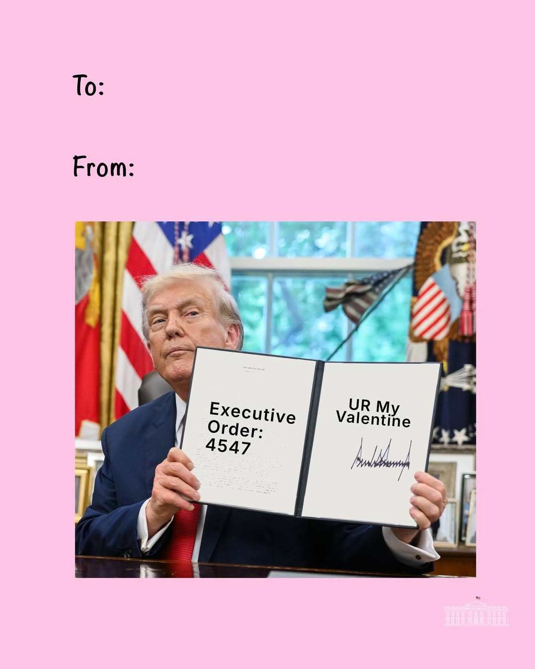 One of US President Donald Trump’s quirky Valentine’s Day cards shared by the White House. Photo: Instagram/whitehouse