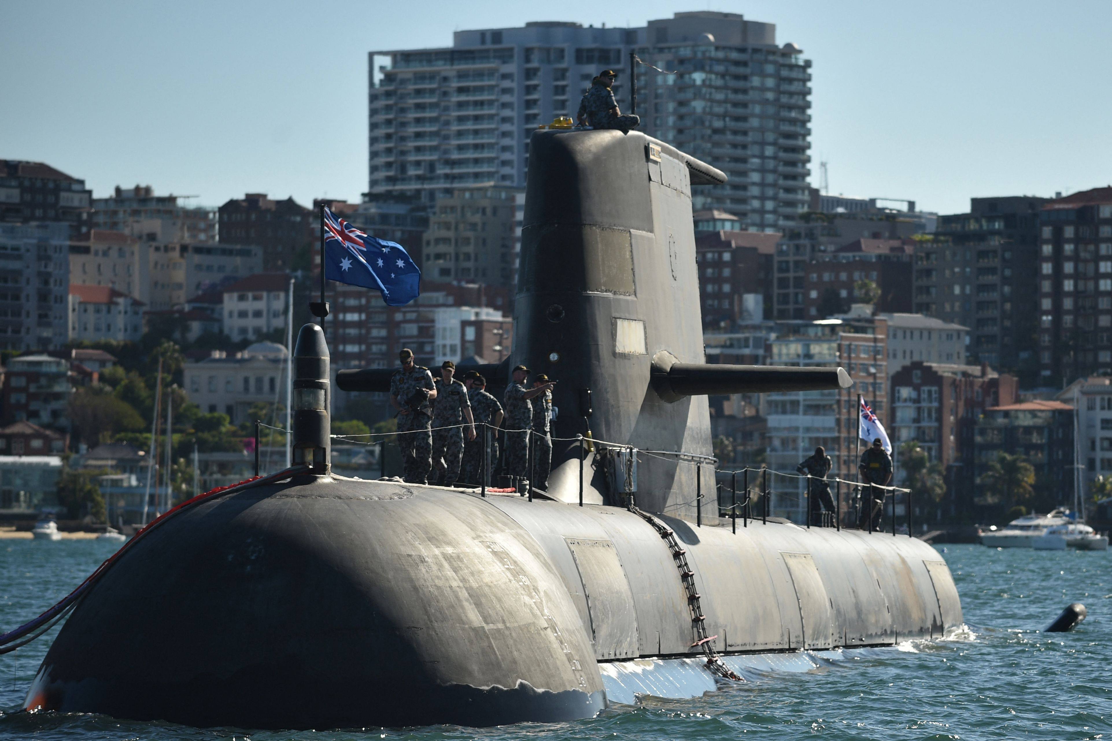 Australia’s HMAS Waller submarine is seen in Sydney Harbour in 2016. Photo: AFP