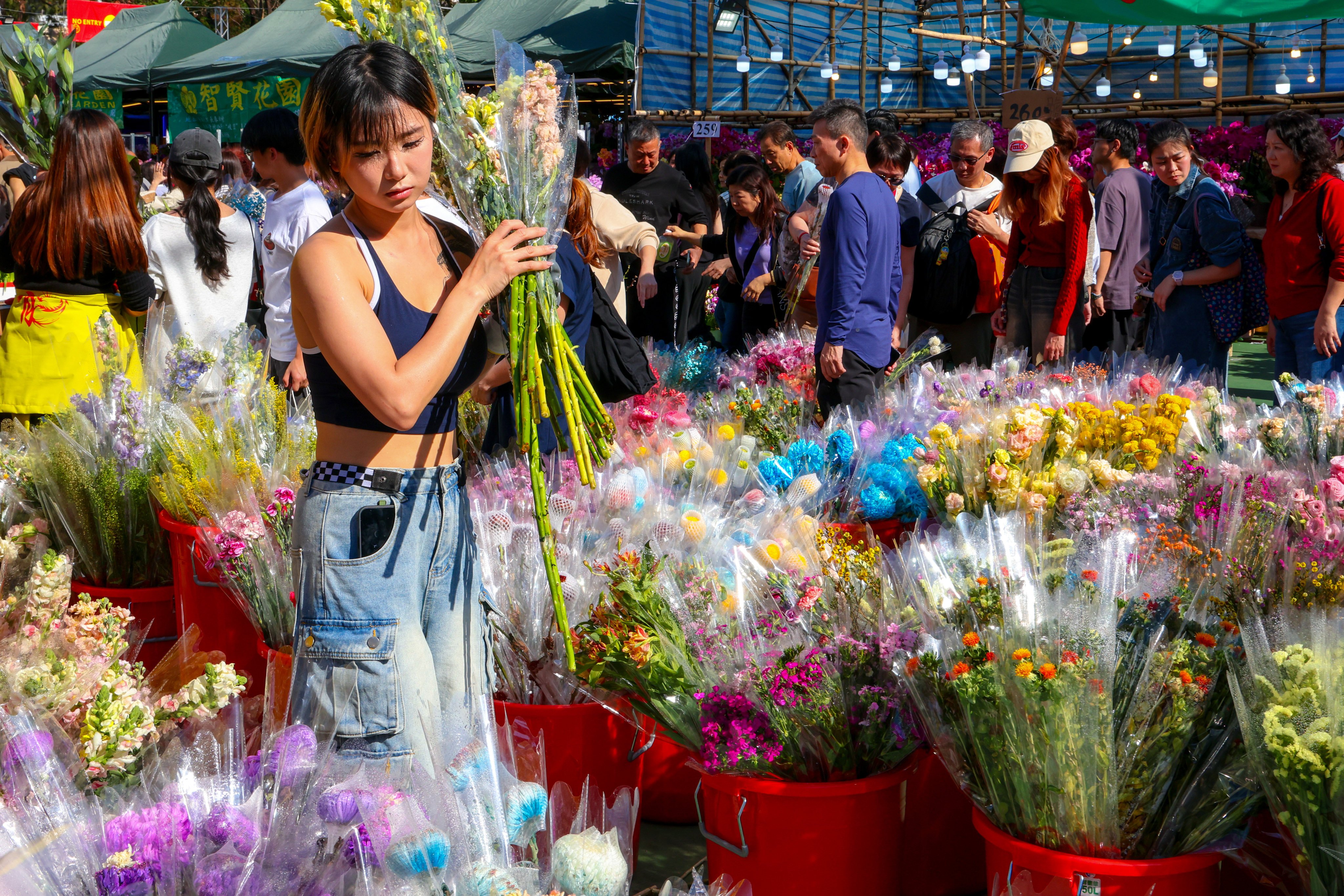 Flowers for sale at Victoria Park. “Winter has become like summer, which is not a good phenomenon for flowers or farmers,” says Li Wing-keung, director of Keung Kee Garden. Photo: Dickson Lee